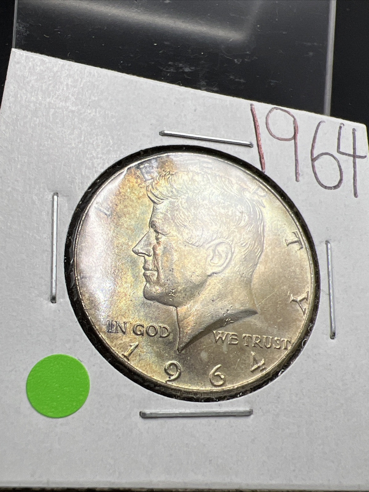 1964 P 50c Kennedy Silver Half Dollar Coin Choice AU Neat Toning Toner SKU#GN25