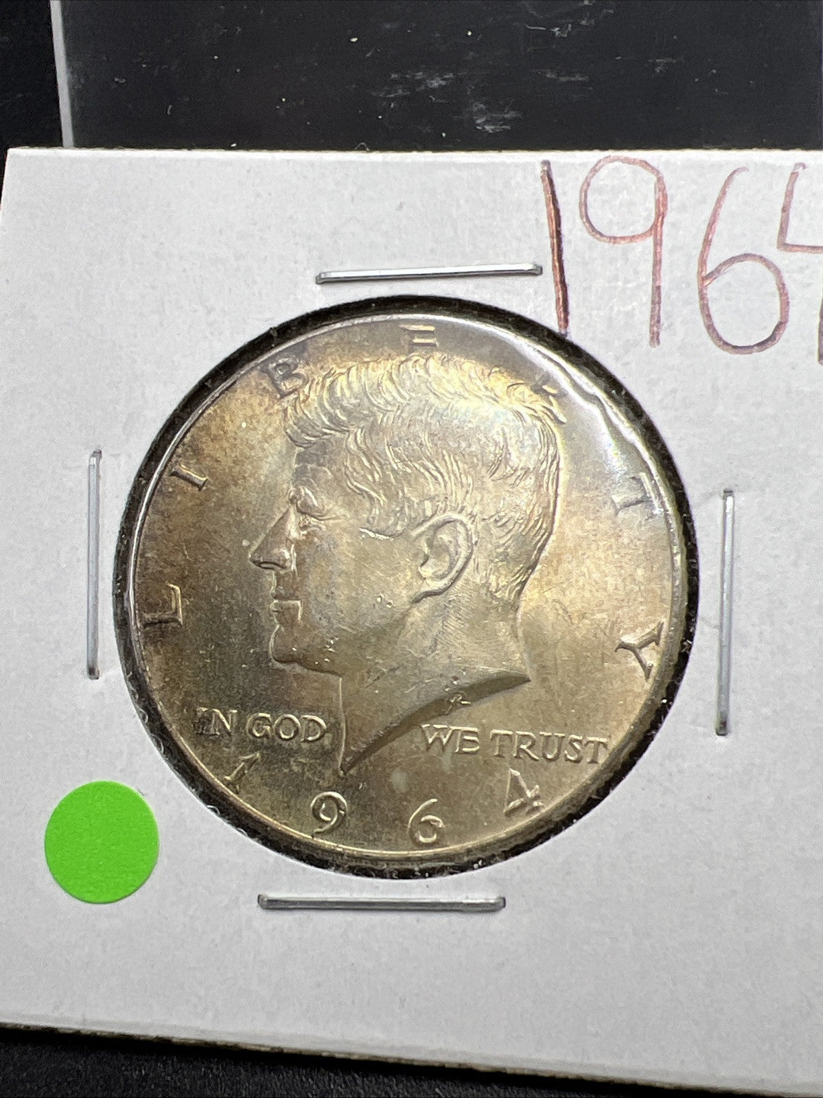 1964 P 50c Kennedy Silver Half Dollar Coin Choice AU Neat Toning Toner SKU#GN25