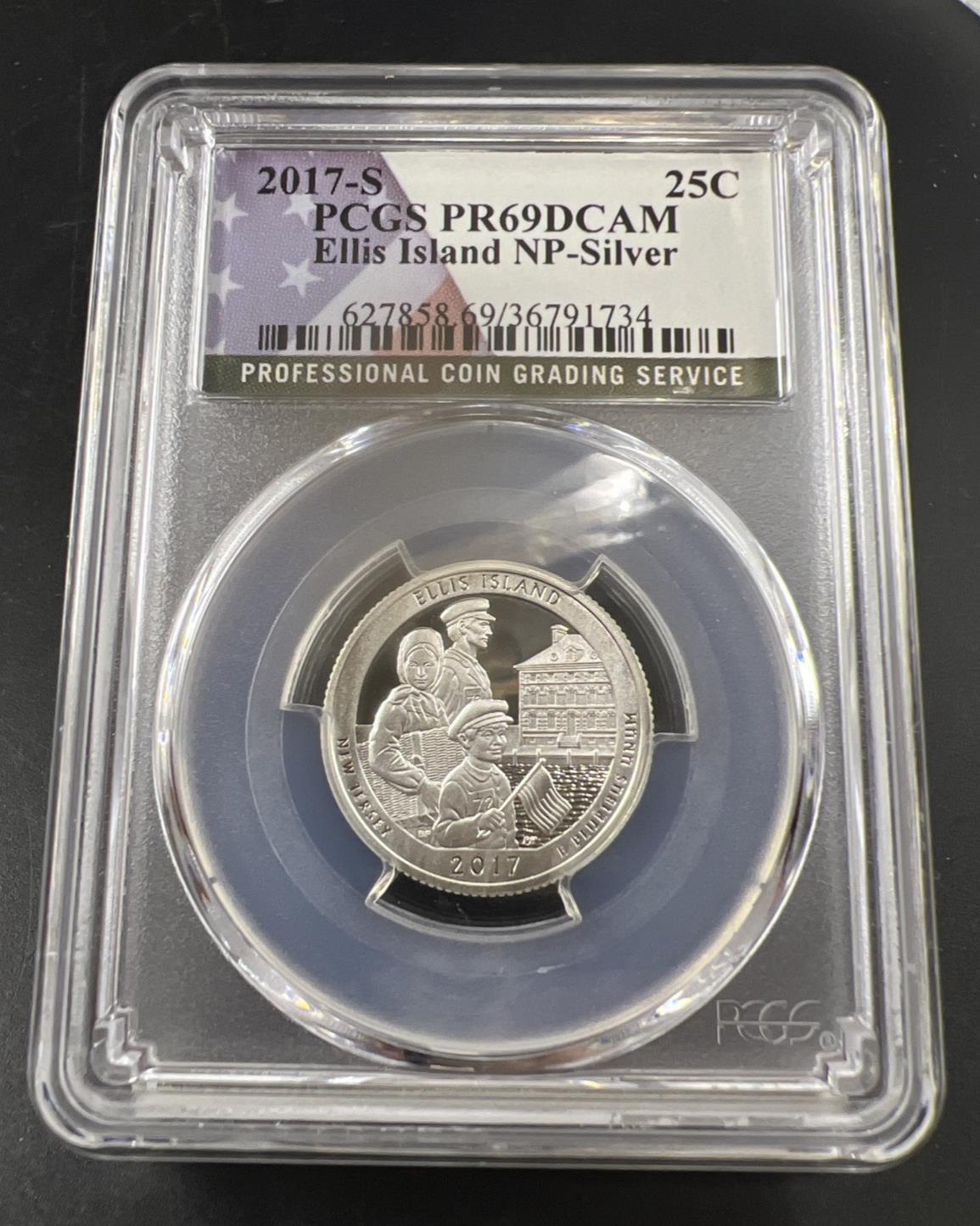2017 S 25c Ellis Island 90% Silver ATB Park Quarter Coin PR69 DCAM PCGS