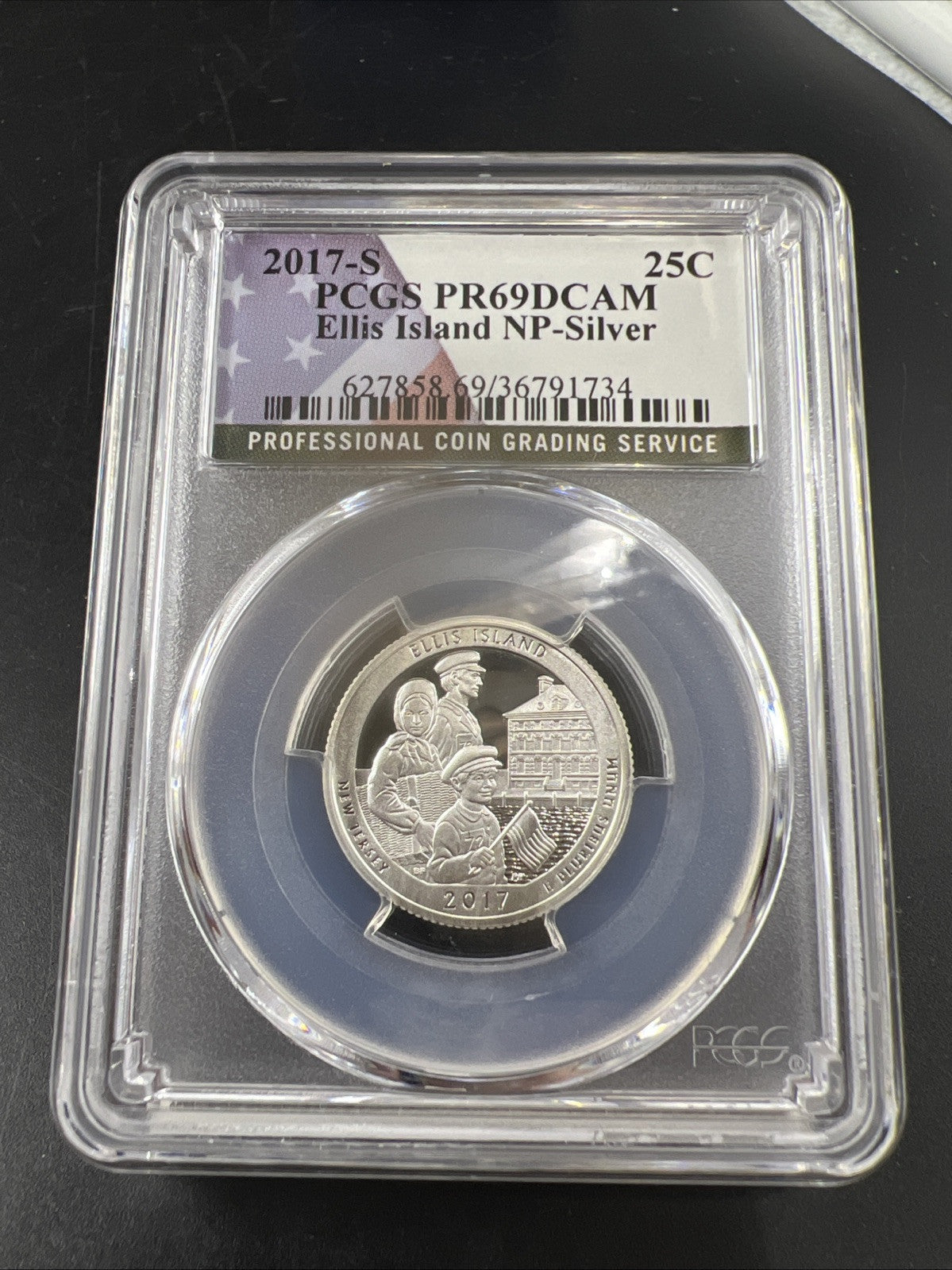 2017 S 25c Ellis Island 90% Silver ATB Park Quarter Coin PR69 DCAM PCGS