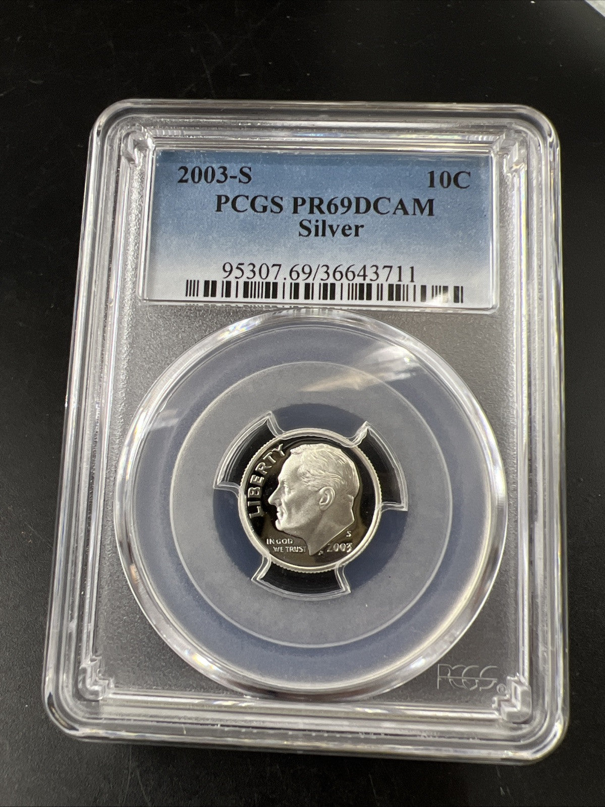 2003 S 10c Roosevelt 90% Silver Dime Coin PCGS PR69 DCAM Proof