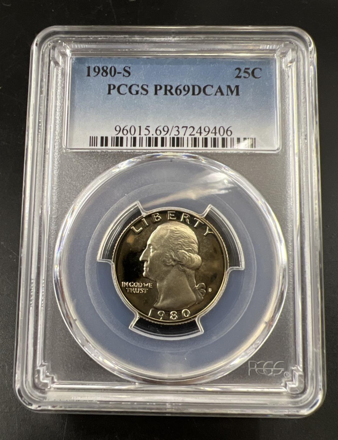 1980 S 25c Clad Copper Nickel Washington Quarter Coin PCGS PR69 DCAM #406