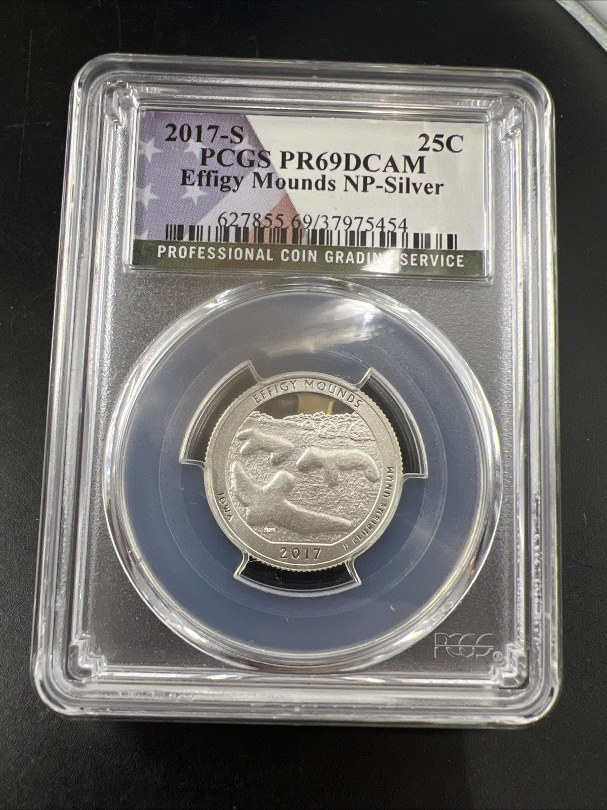 2017 S 25c Effigy Mounds 90% Silver ATB Park Quarter Coin PR69 DCAM PCGS