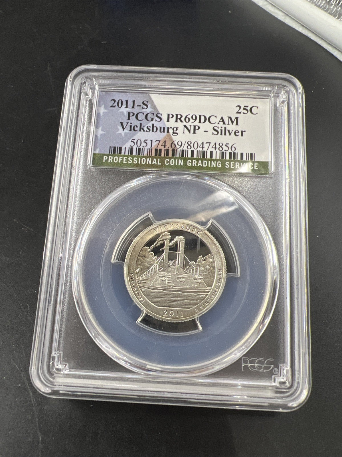 2011 S 25c Vicksburg 90% Silver ATB Park Quarter Coin PR69 DCAM PCGS USA Flag