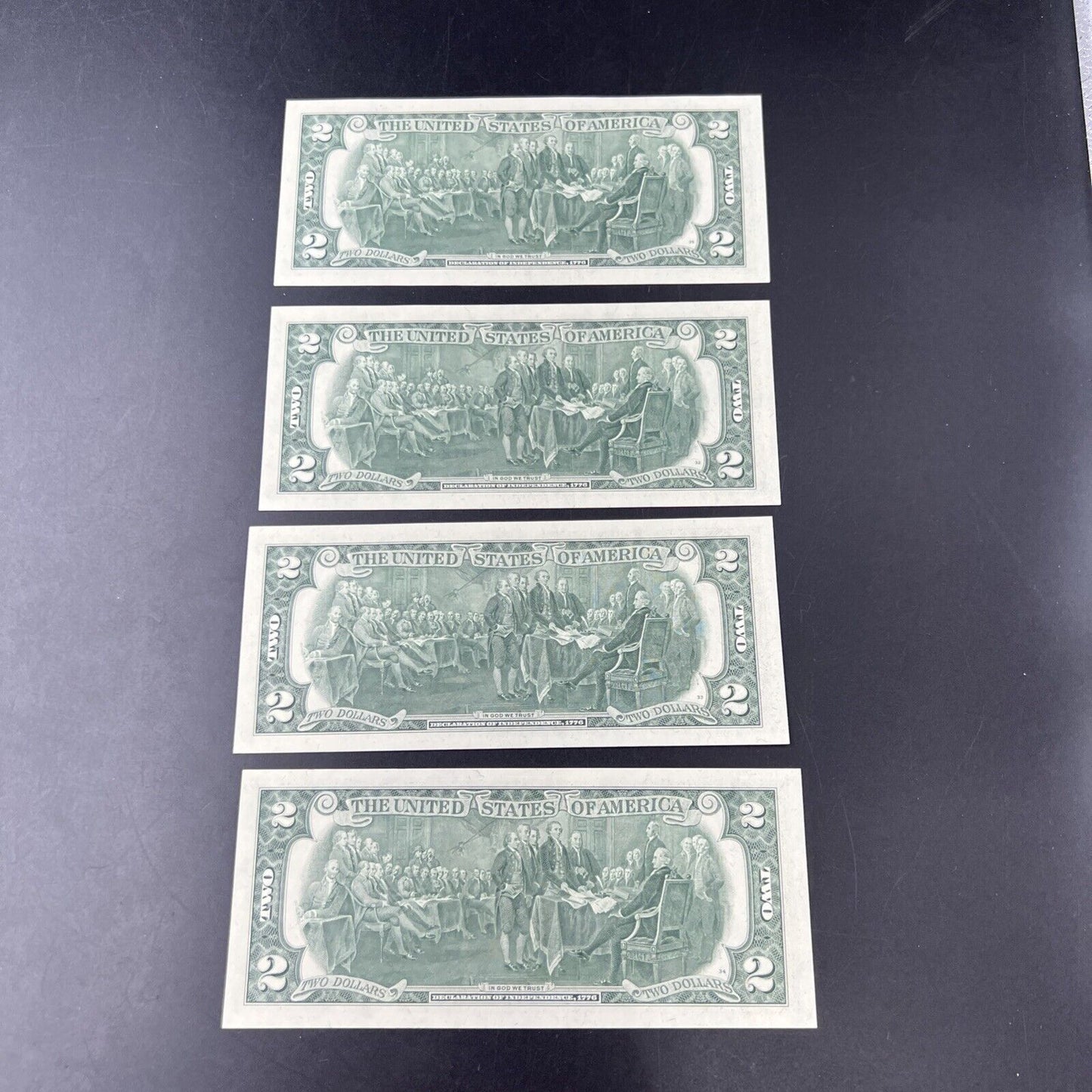 4 Consecutive 1976 $2 FRN Two Dollar Bicentennial Postal Note CH UNC Chicago #71