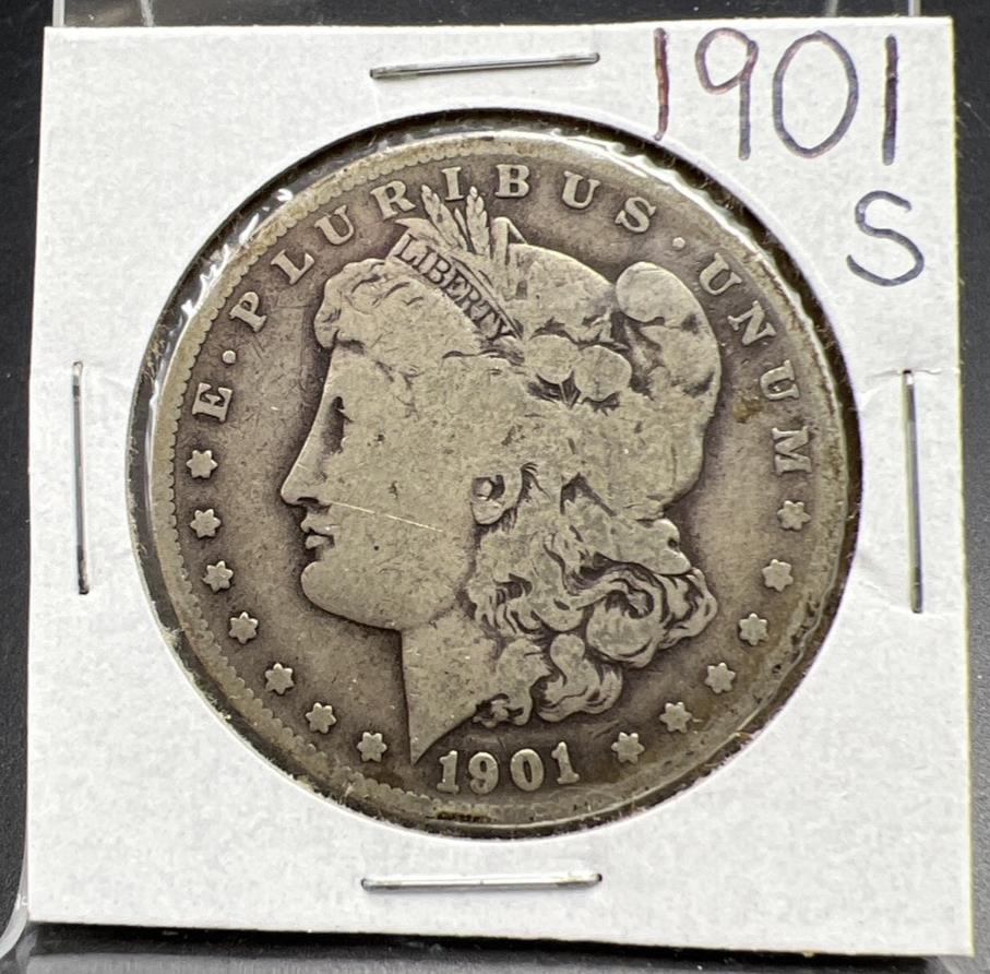1901 S $1 Morgan Silver Dollar Coin VG Very Good Circ #A