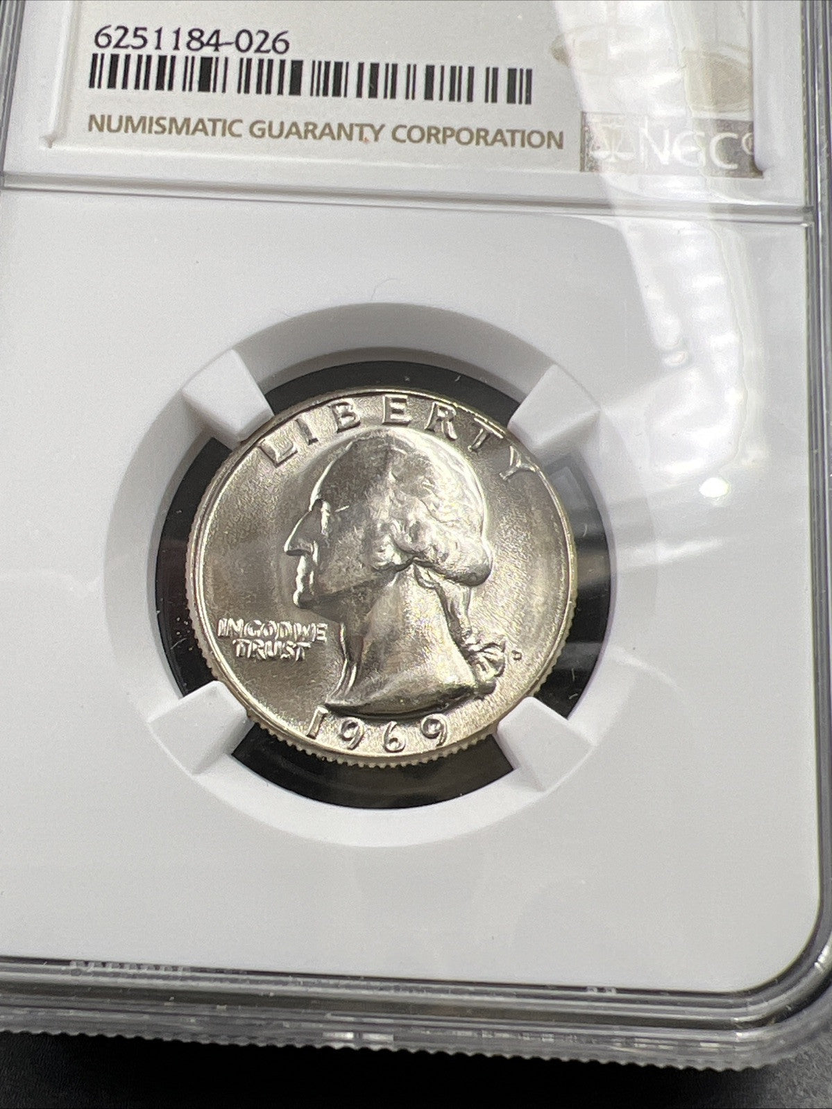 1969 D 25c Washington Clad Copper Nickel Quarter Coin MS67 NGC Certified Gem BU