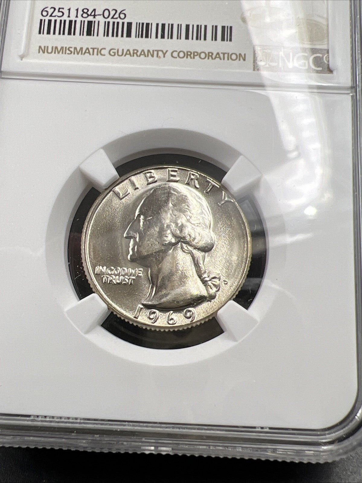 1969 D 25c Washington Clad Copper Nickel Quarter Coin MS67 NGC Certified Gem BU