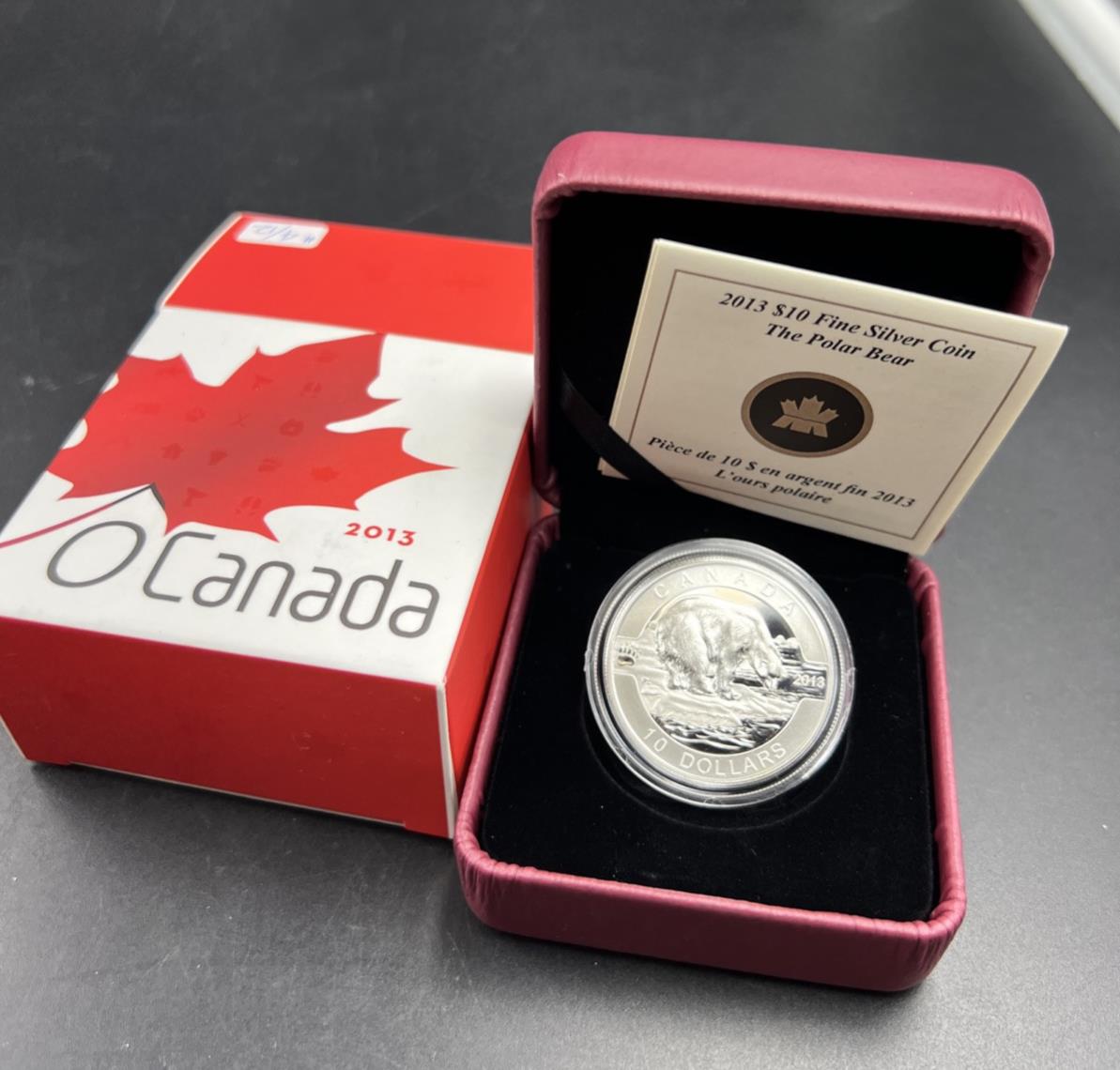 2013 O Canada Polar Bear 1/2 Oz Silver Coin 10 Dollars w/ Box & COA