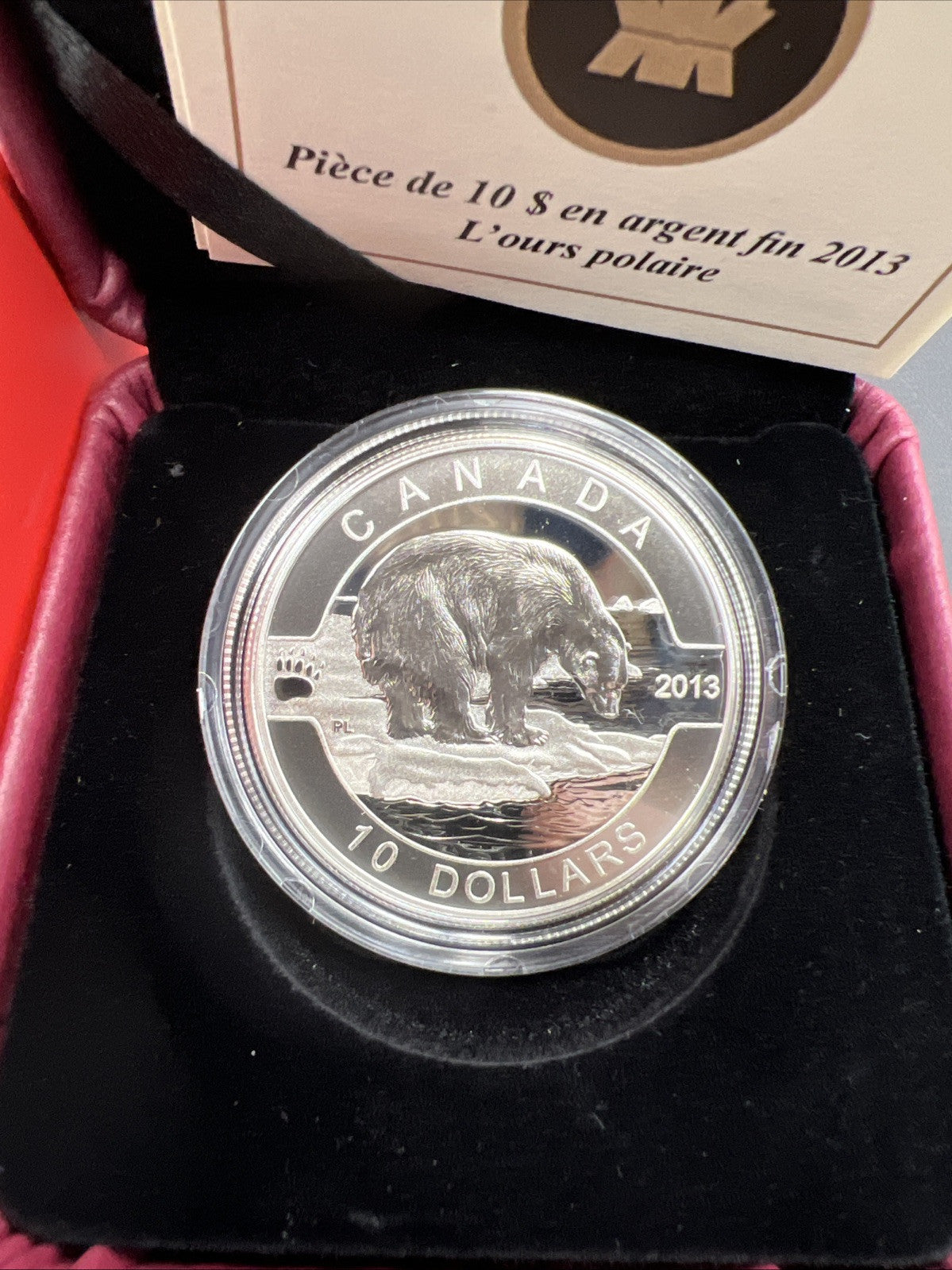 2013 O Canada Polar Bear 1/2 Oz Silver Coin 10 Dollars w/ Box & COA