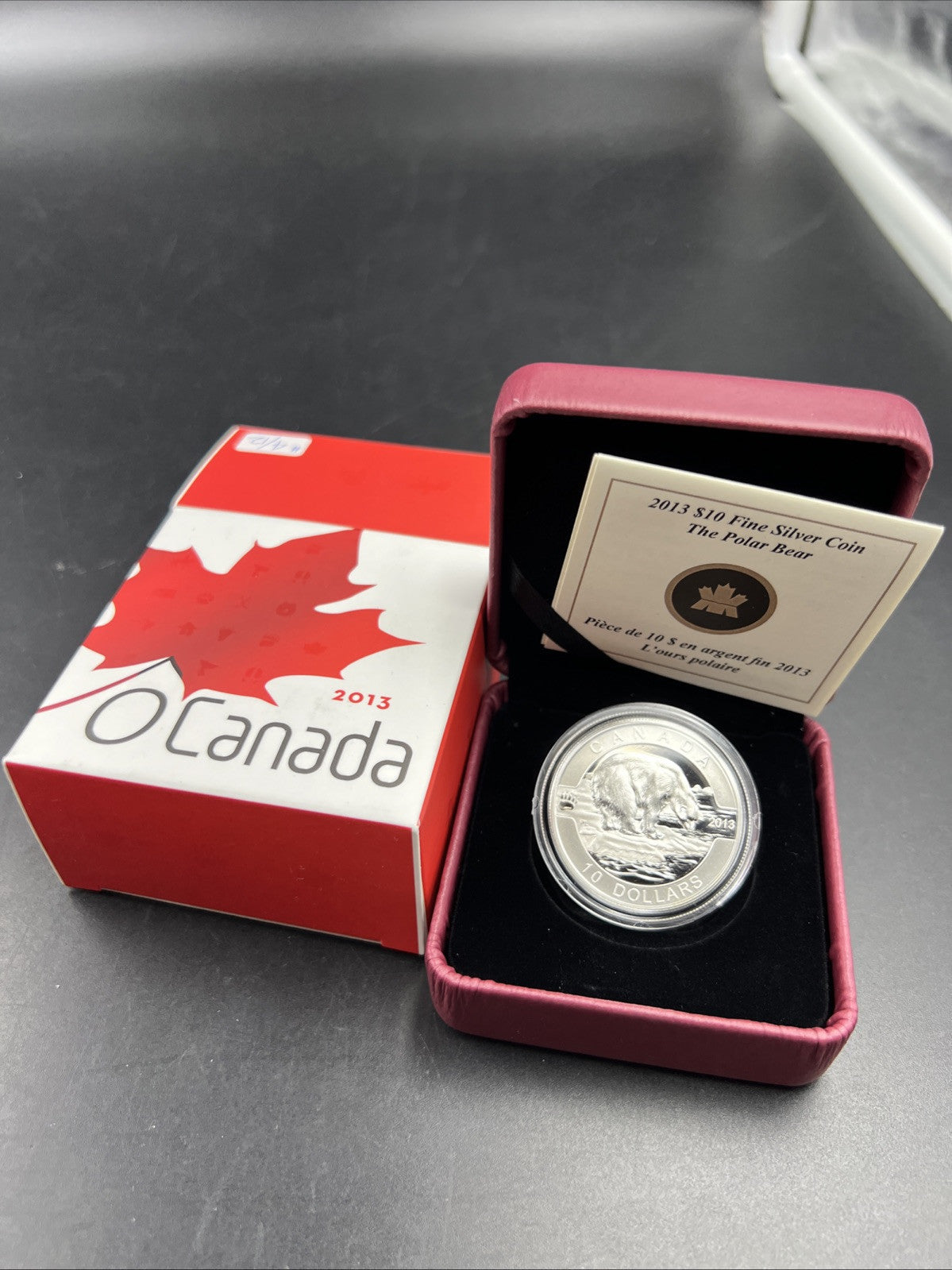 2013 O Canada Polar Bear 1/2 Oz Silver Coin 10 Dollars w/ Box & COA