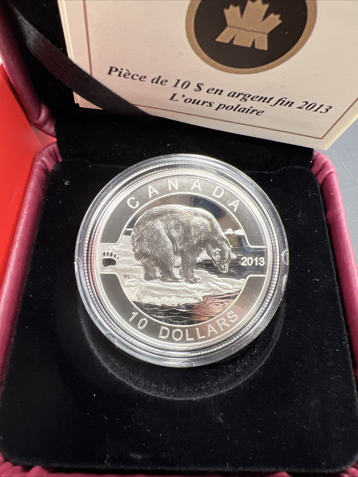 2013 O Canada Polar Bear 1/2 Oz Silver Coin 10 Dollars w/ Box & COA