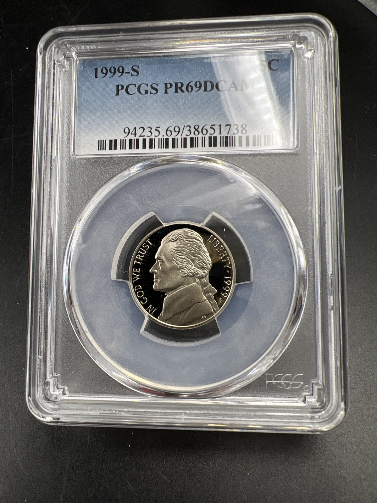1999 S 5c Jefferson Nickel PCGS PR69 Gem Proof Certified #38