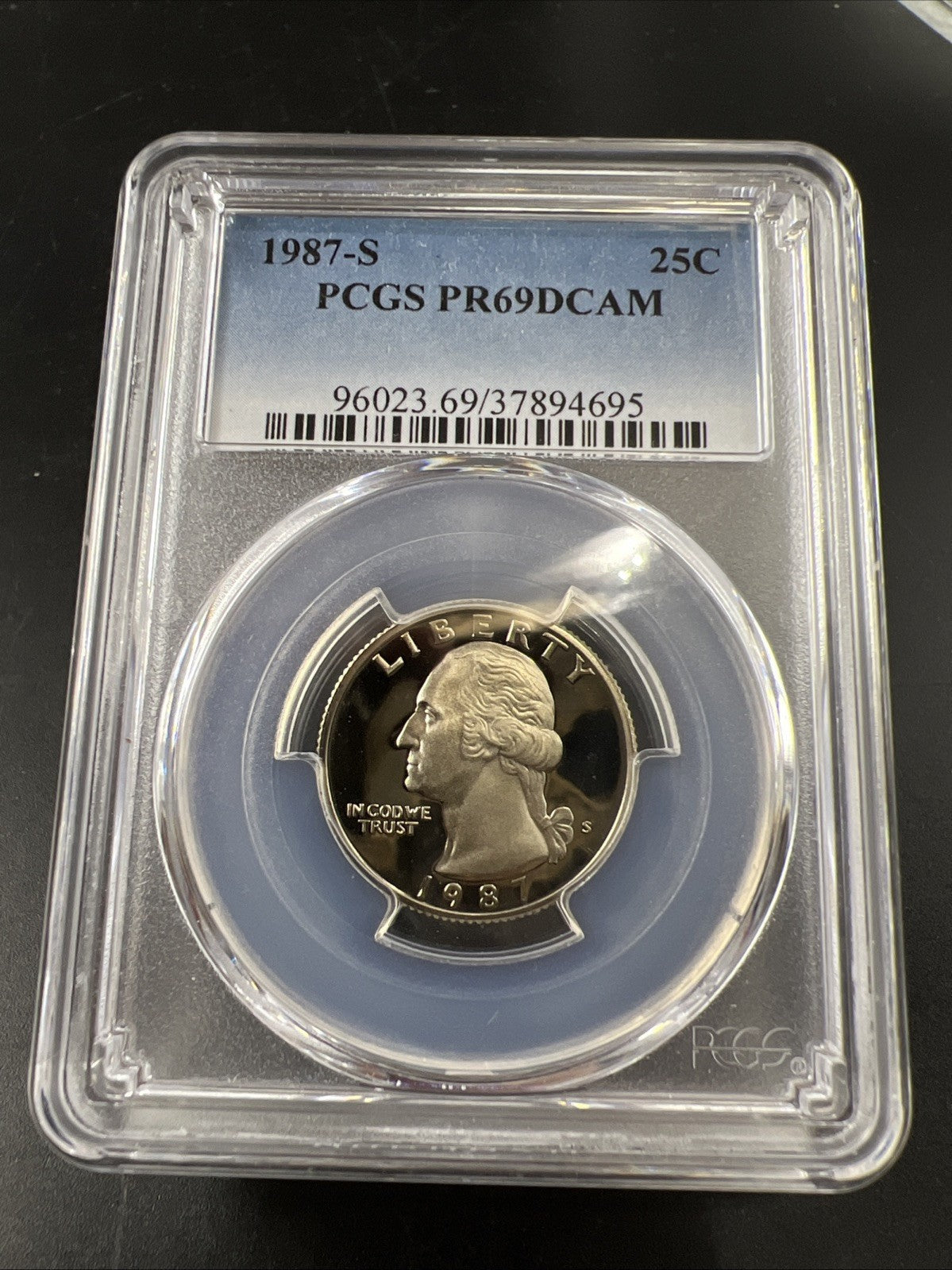 1987 S 25c Clad Copper Nickel Washington Quarter Coin PCGS PR69 DCAM #695