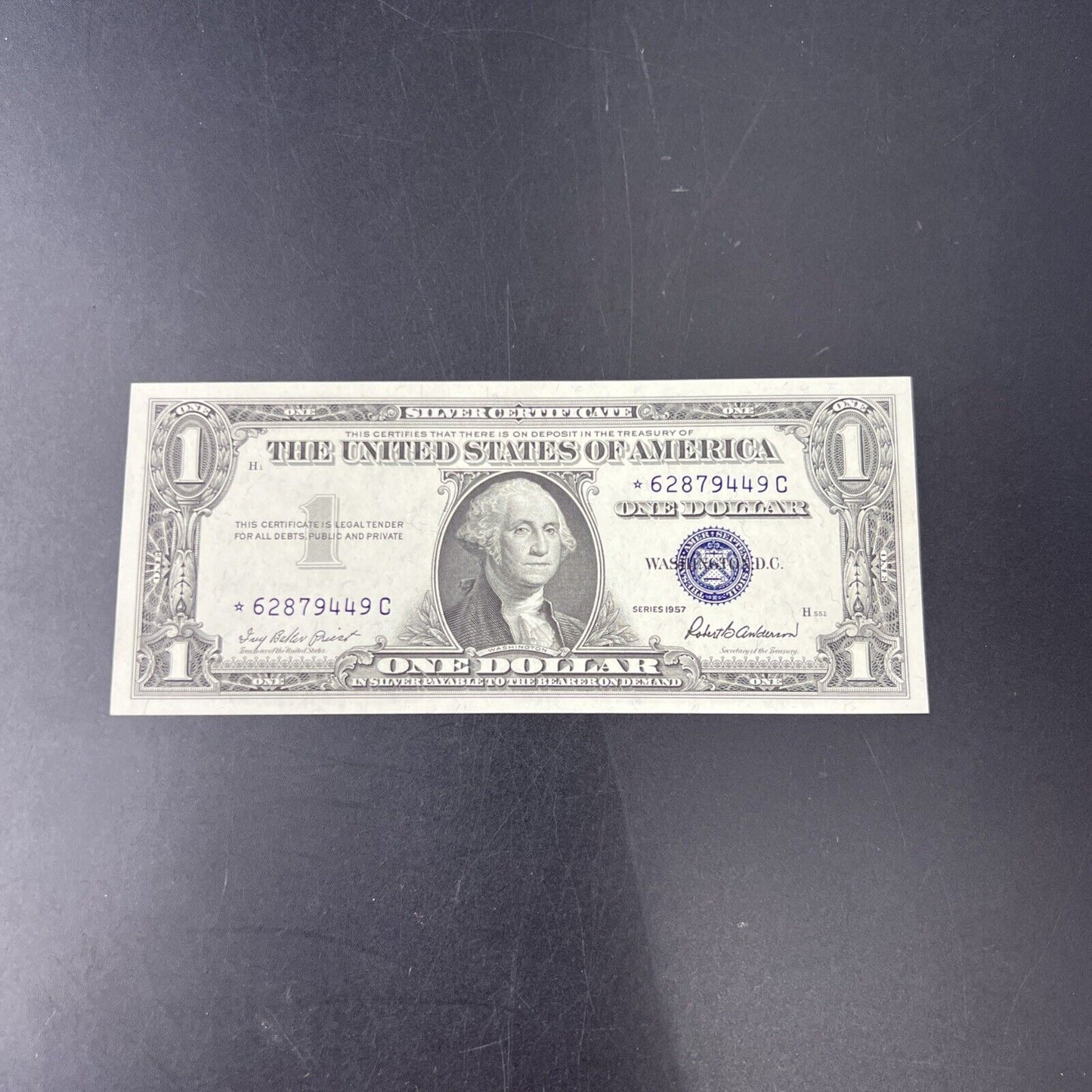 1957 * Star $1 One Dollar Silver Certificate Blue Seal Choice Uncirculated #49