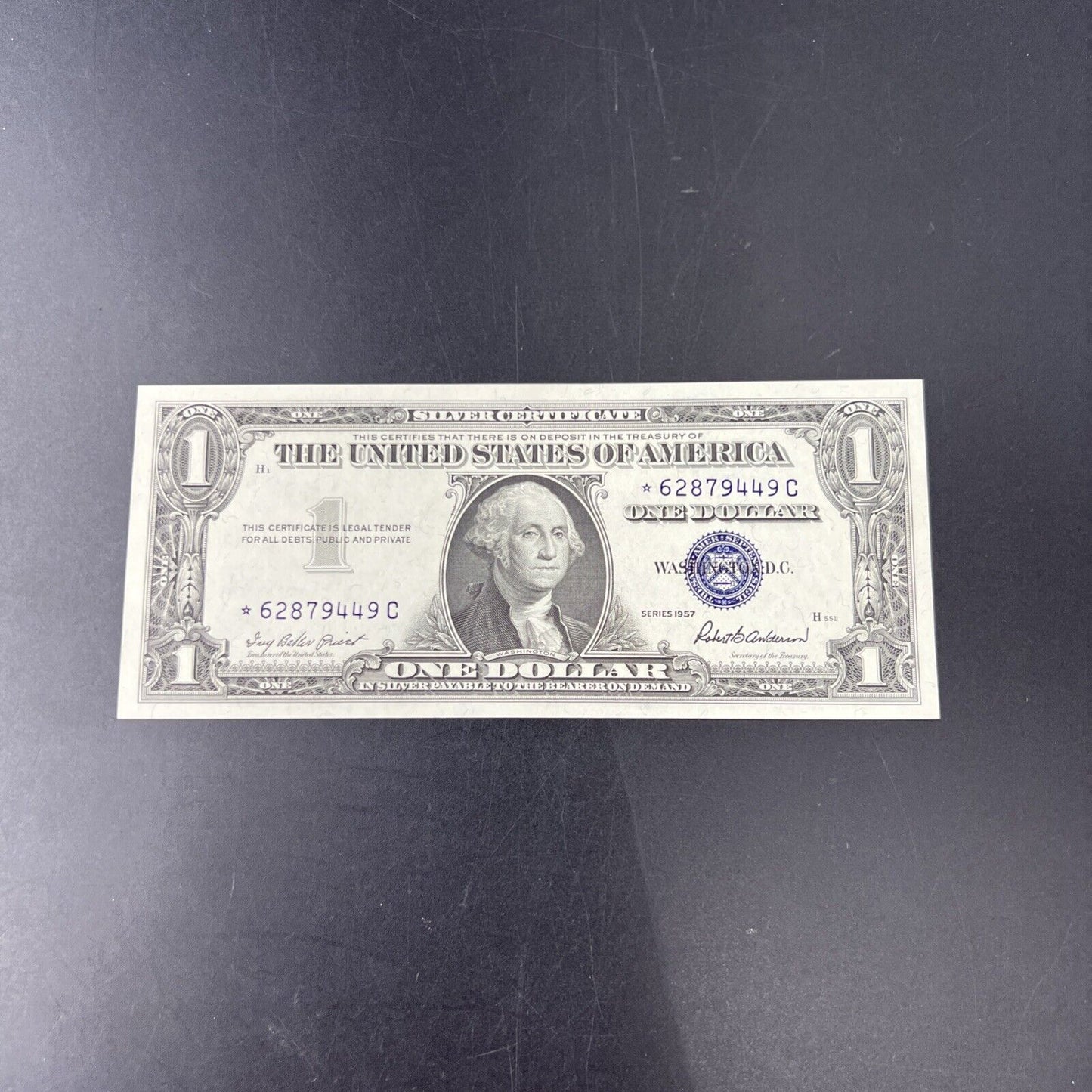 1957 * Star $1 One Dollar Silver Certificate Blue Seal Choice Uncirculated #49