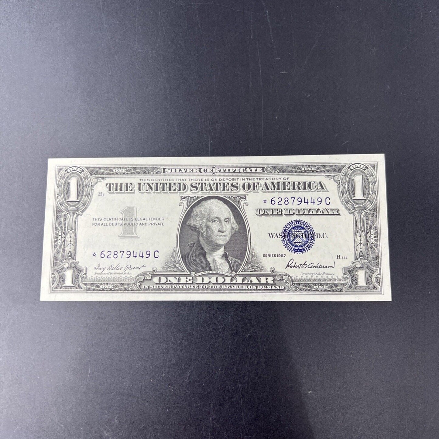 1957 * Star $1 One Dollar Silver Certificate Blue Seal Choice Uncirculated #49