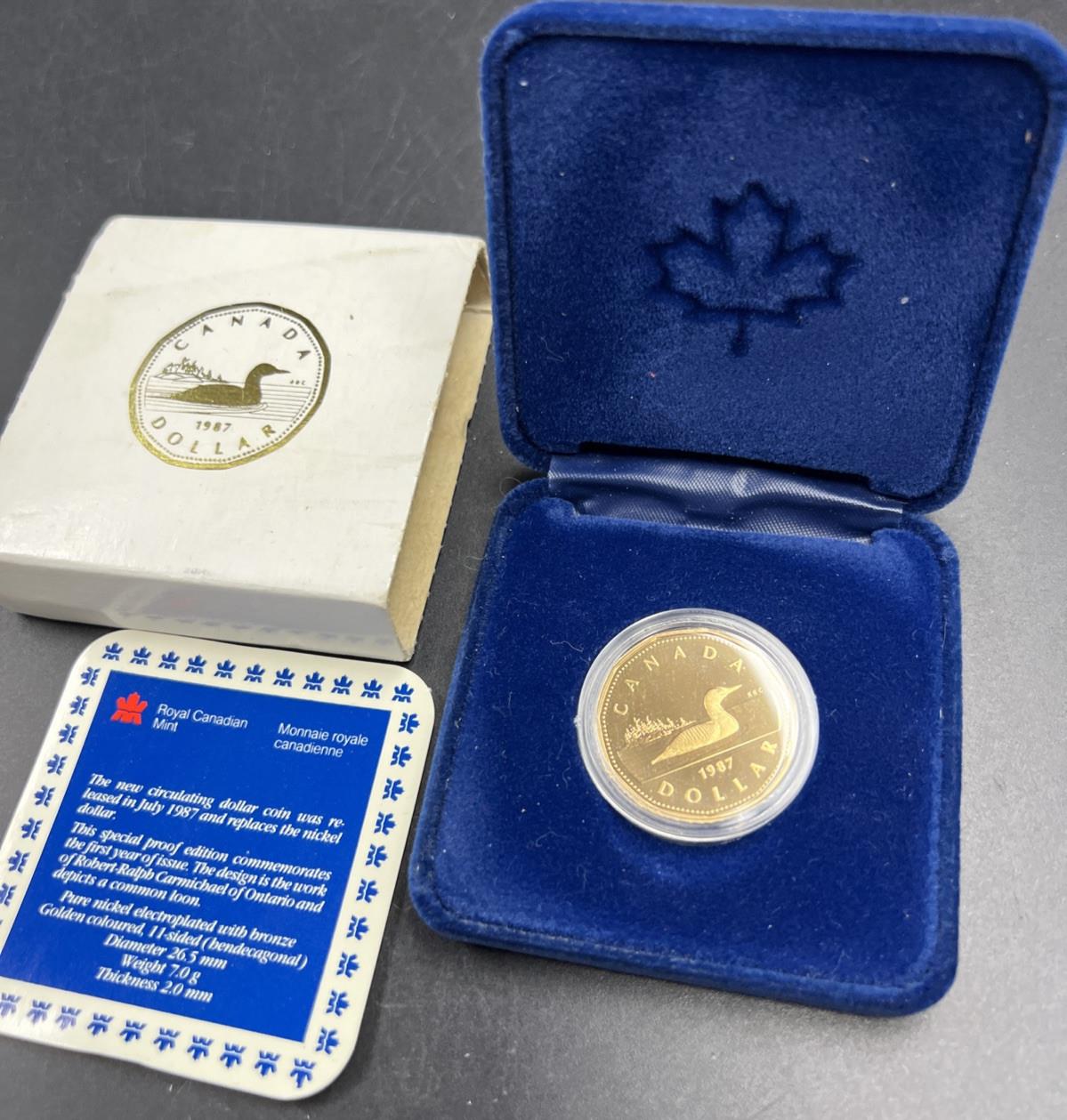 1987 $1 Proof Canada Loon Dollar with OGP