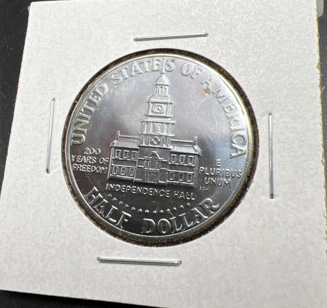 1976 P 50 Kennedy Half Dollar Coin CH BU Neat Blue Toning Toner Reverse
