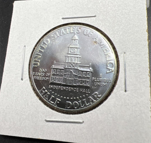 1976 P 50 Kennedy Half Dollar Coin CH BU Neat Blue Toning Toner Reverse