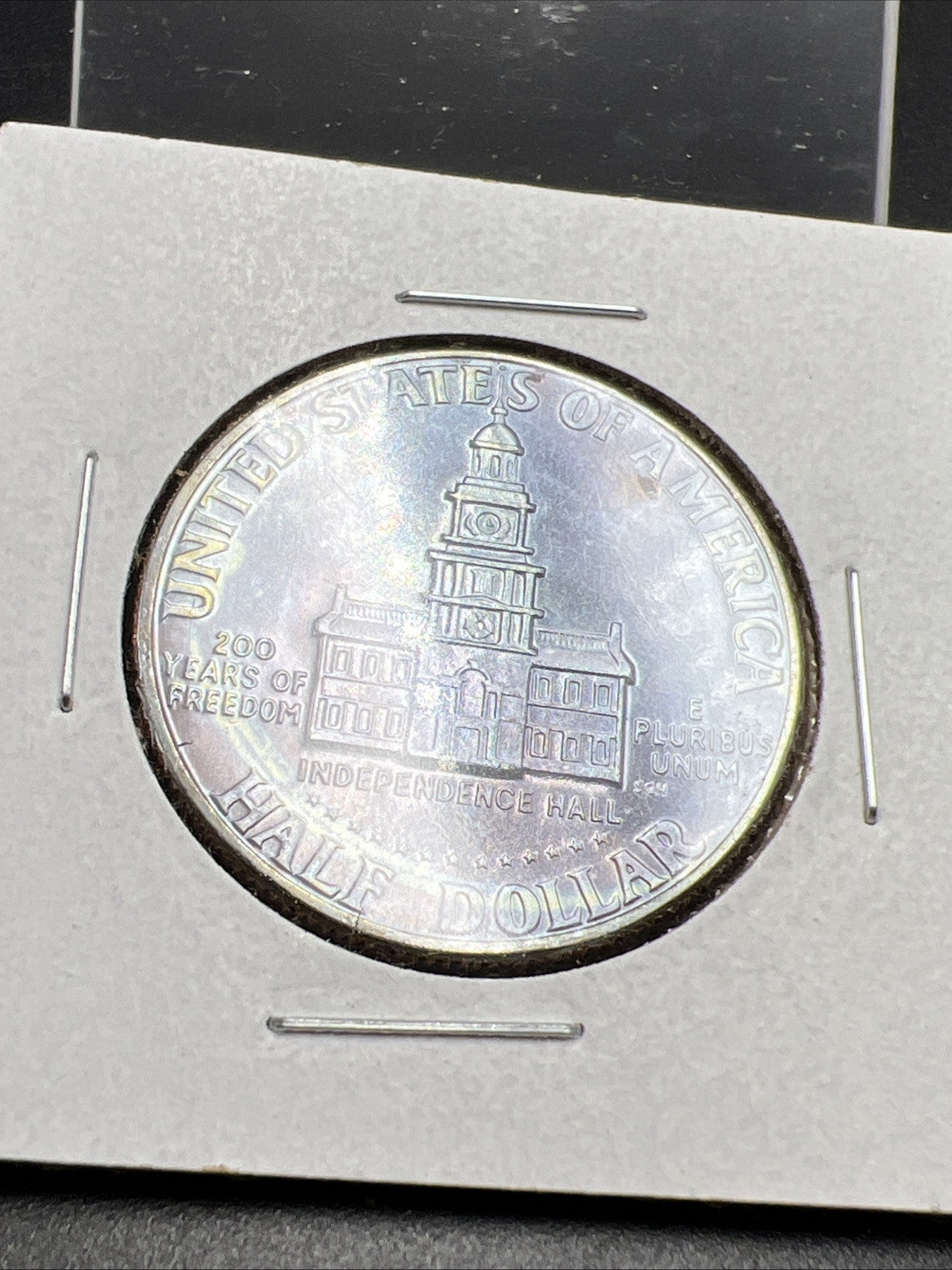 1976 P 50 Kennedy Half Dollar Coin CH BU Neat Blue Toning Toner Reverse