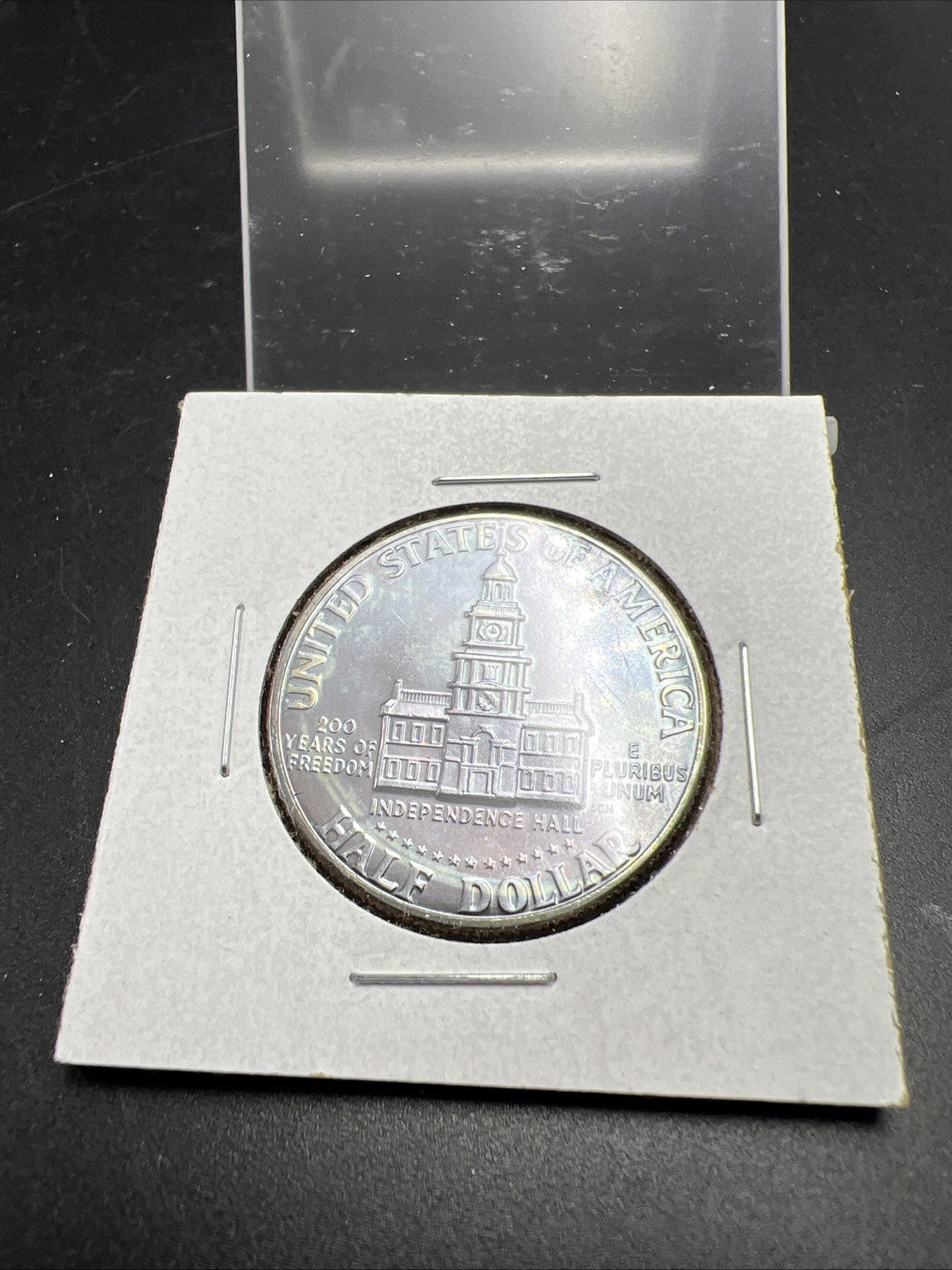 1976 P 50 Kennedy Half Dollar Coin CH BU Neat Blue Toning Toner Reverse