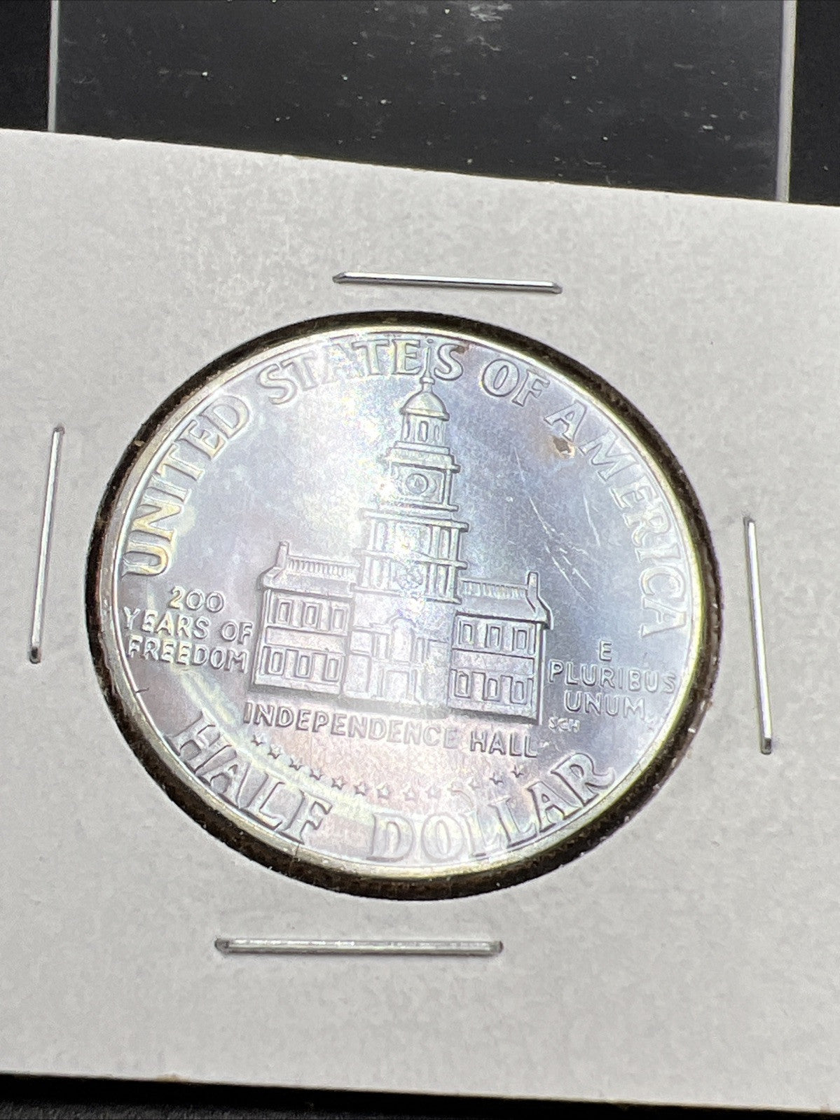 1976 P 50 Kennedy Half Dollar Coin CH BU Neat Blue Toning Toner Reverse