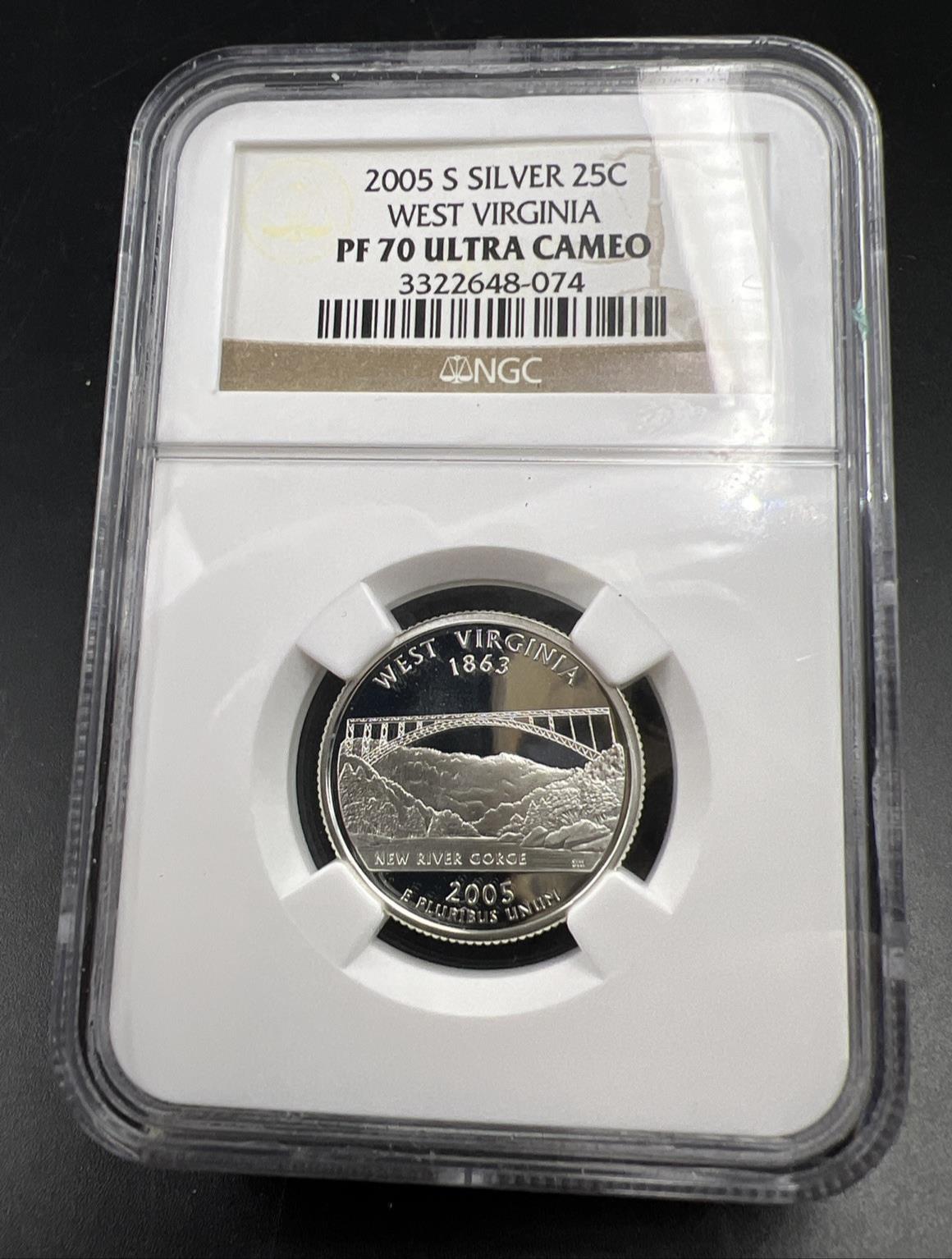 2005 S 25c West Virginia Silver State Quarter Coin NGC PF70 UCAM #074