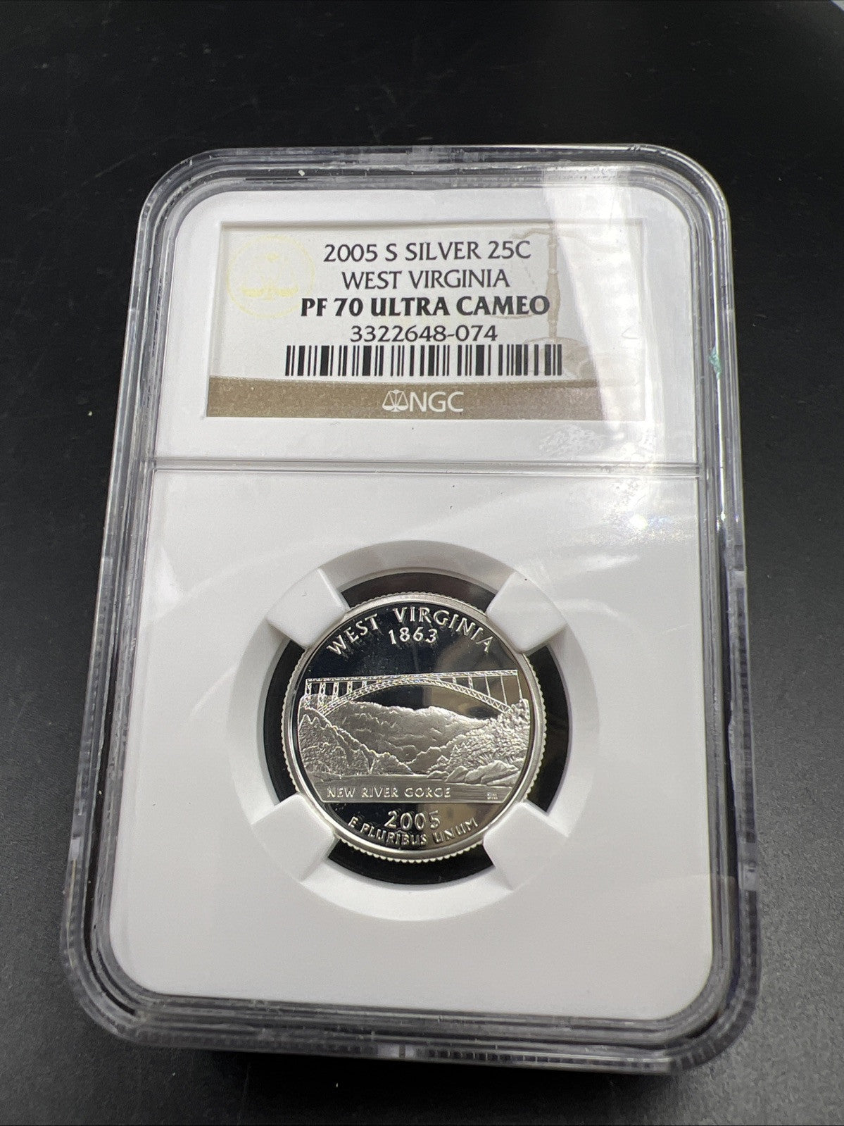 2005 S 25c West Virginia Silver State Quarter Coin NGC PF70 UCAM #074