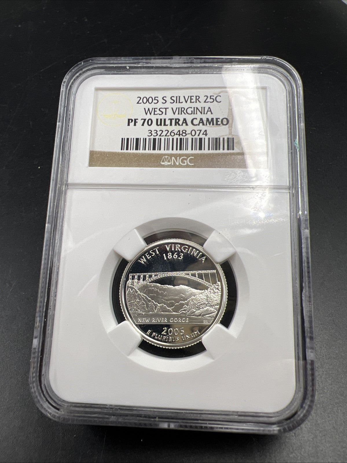 2005 S 25c West Virginia Silver State Quarter Coin NGC PF70 UCAM #074