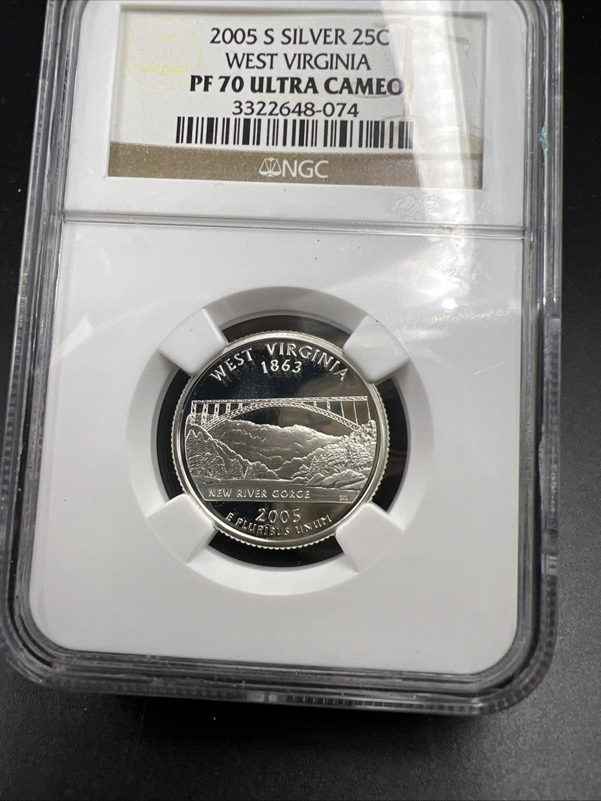 2005 S 25c West Virginia Silver State Quarter Coin NGC PF70 UCAM #074