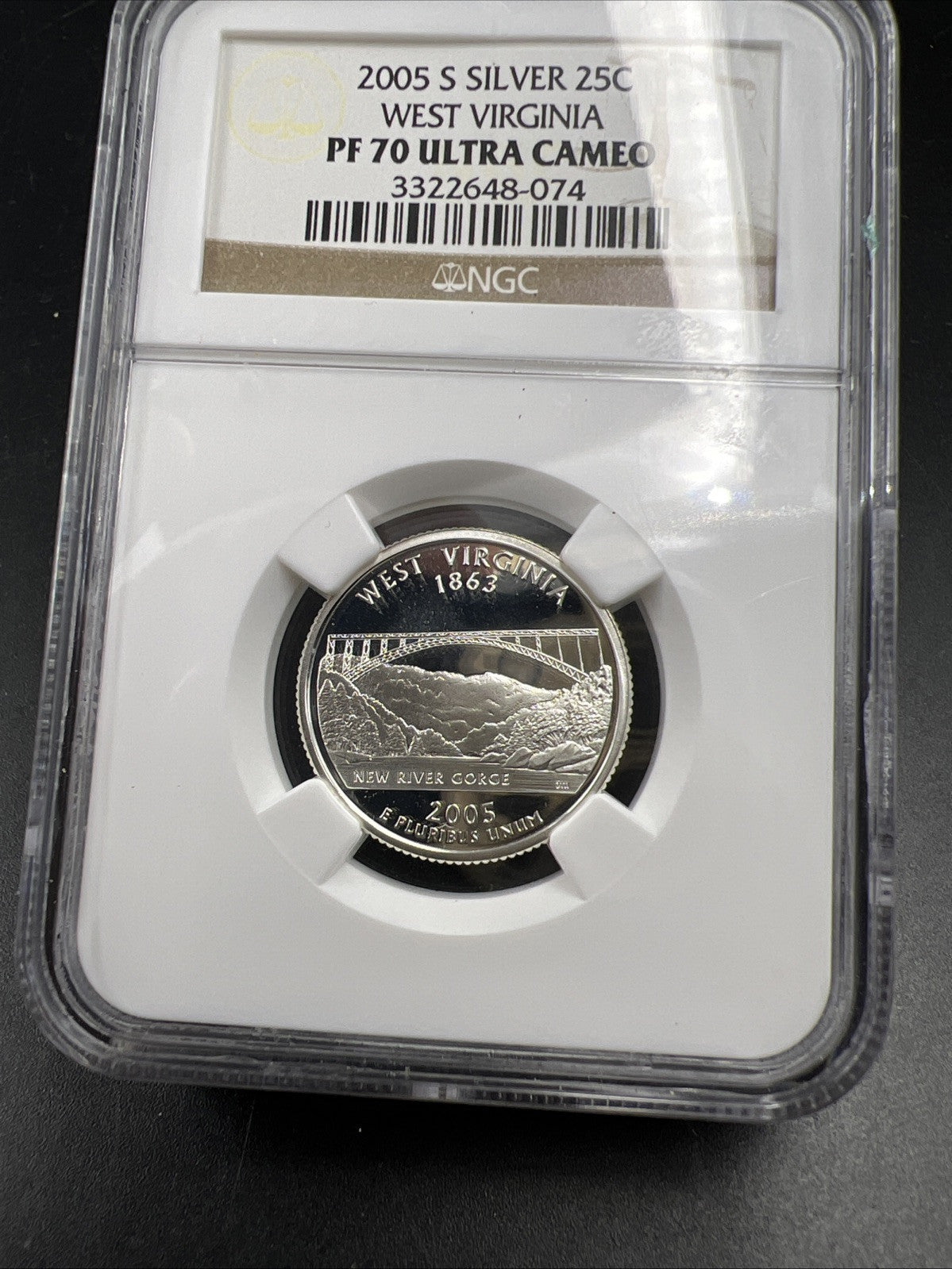 2005 S 25c West Virginia Silver State Quarter Coin NGC PF70 UCAM #074