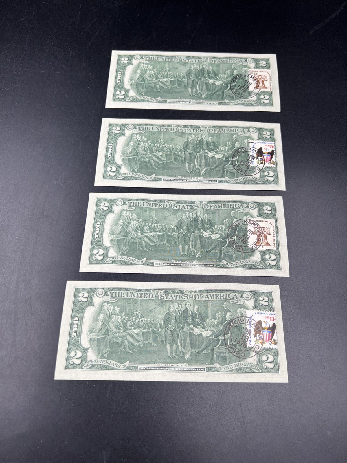 4 Consecutive * Star 1976 Bicentennial Postal FRN Notes AU / CU Chickamauga GA