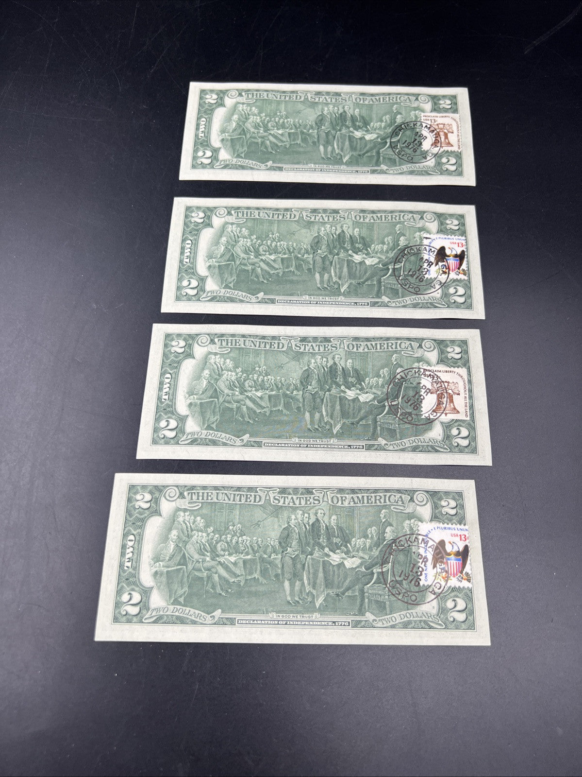4 Consecutive * Star 1976 Bicentennial Postal FRN Notes AU / CU Chickamauga GA