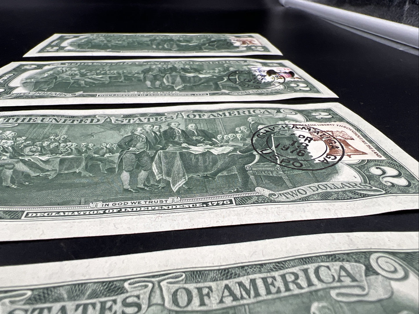 4 Consecutive * Star 1976 Bicentennial Postal FRN Notes AU / CU Chickamauga GA