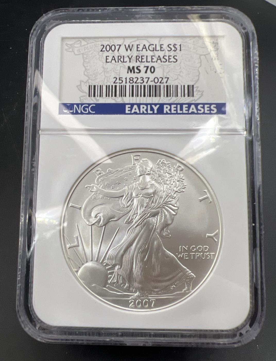 2007 W Burnished ASE American Silver Eagle Coin NGC MS70 Early Releases #027