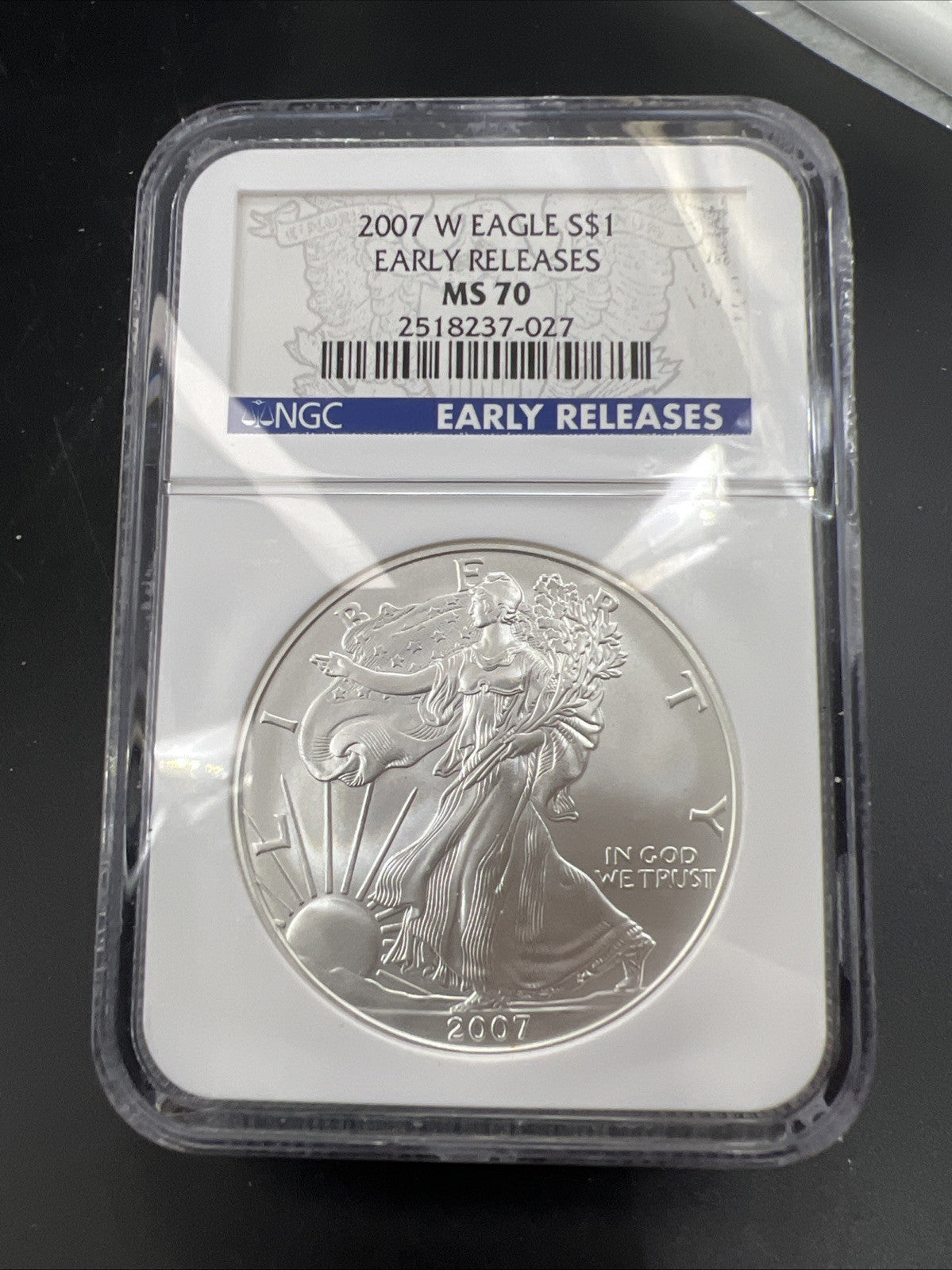 2007 W Burnished ASE American Silver Eagle Coin NGC MS70 Early Releases #027