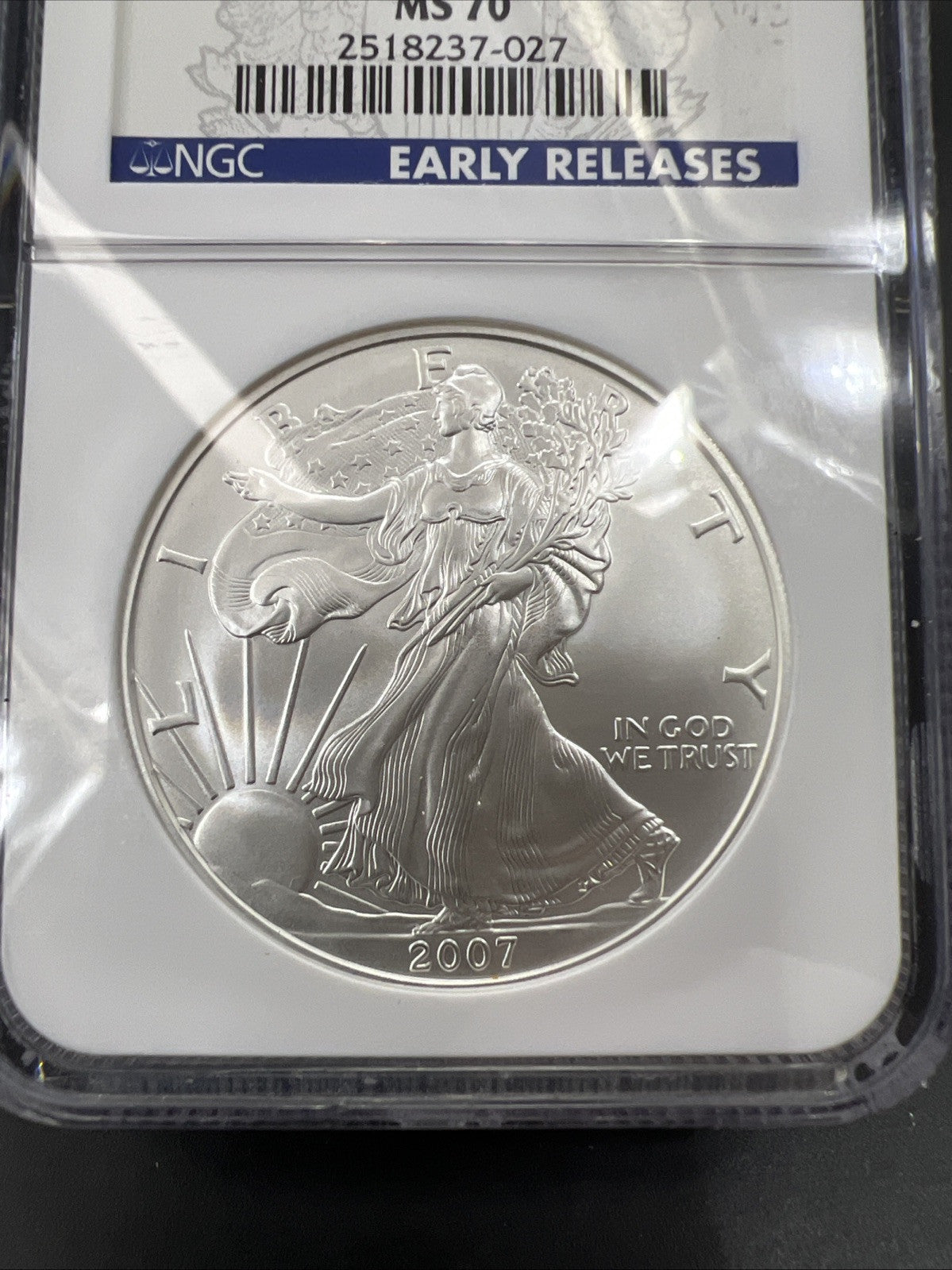 2007 W Burnished ASE American Silver Eagle Coin NGC MS70 Early Releases #027