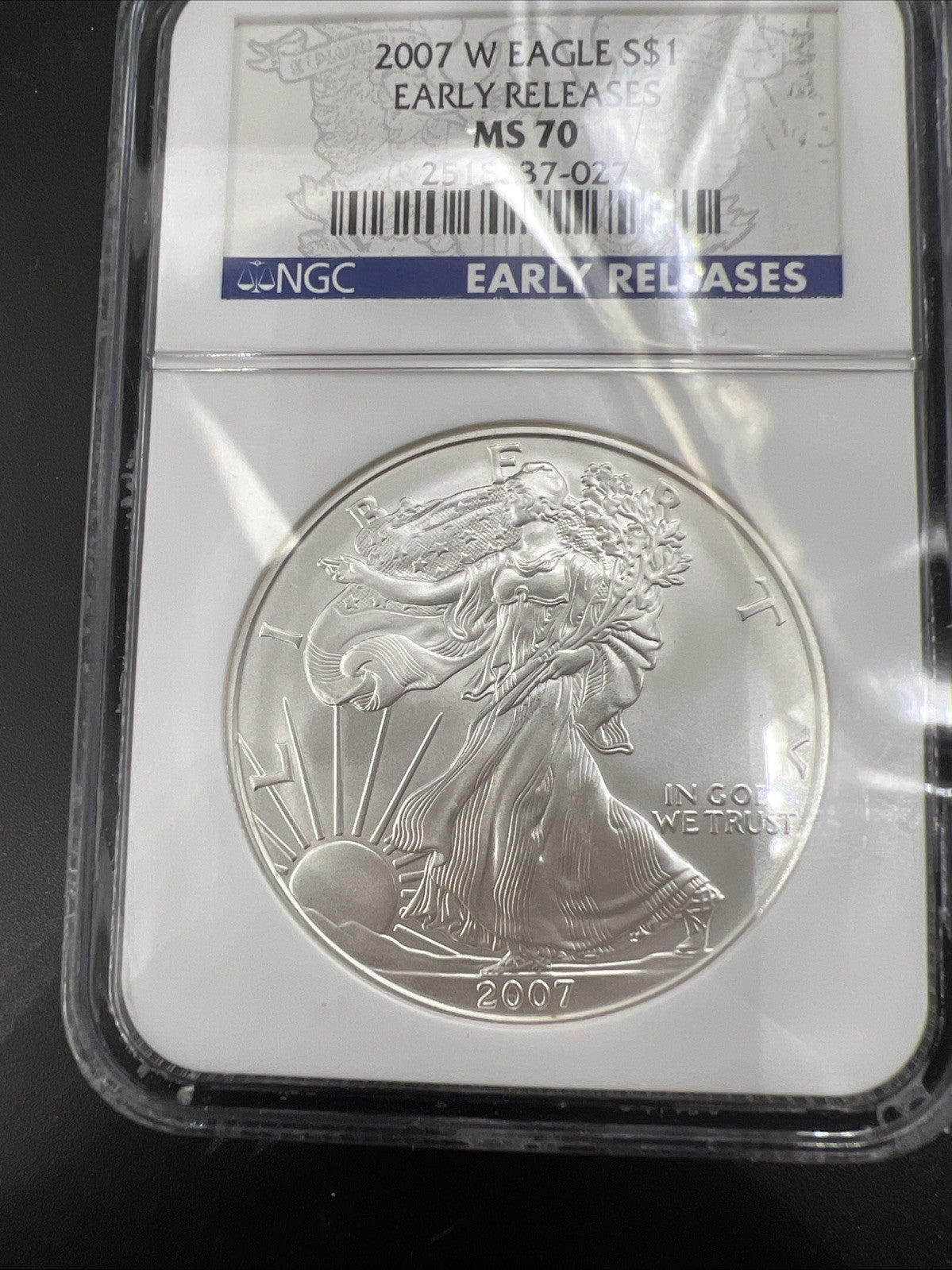 2007 W Burnished ASE American Silver Eagle Coin NGC MS70 Early Releases #027