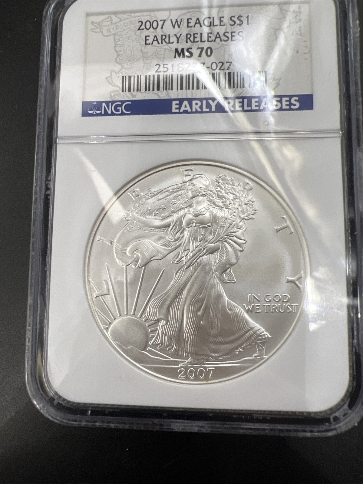 2007 W Burnished ASE American Silver Eagle Coin NGC MS70 Early Releases #027