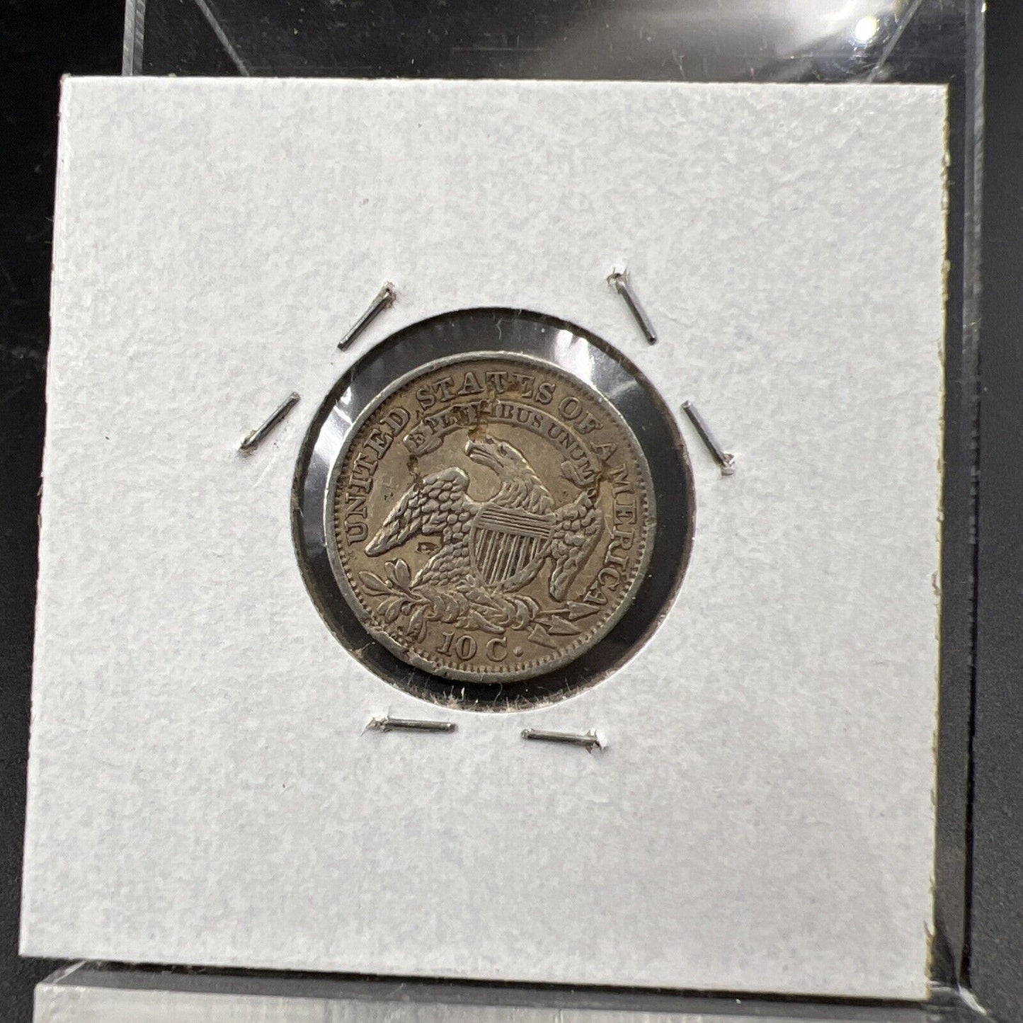 1832 10c Bust Capped Silver Dime Coin XF Details Damaged Bent