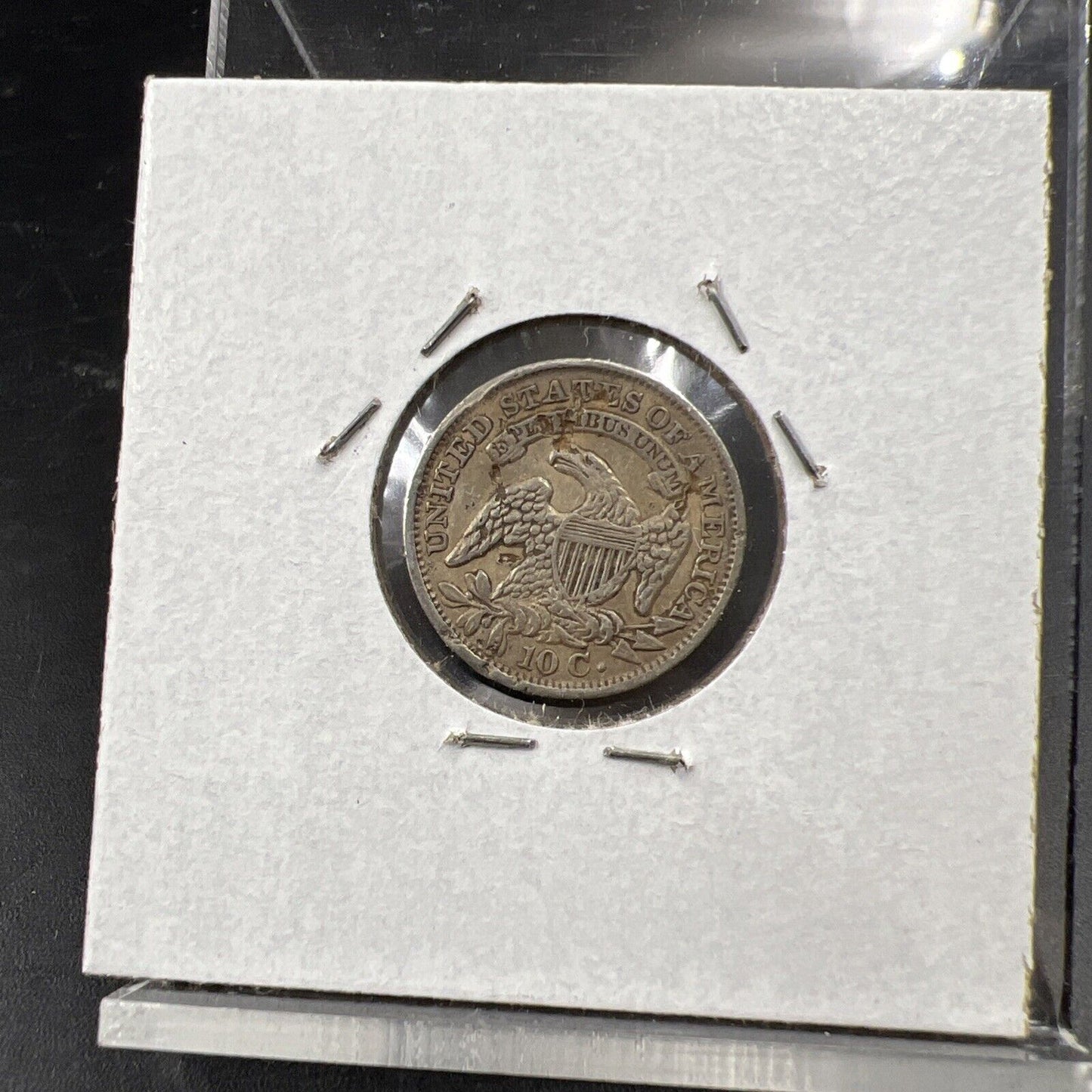 1832 10c Bust Capped Silver Dime Coin XF Details Damaged Bent