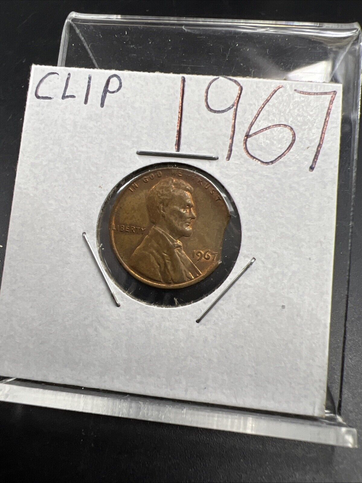 Clipped Error Coin 1967 1c Lincoln Memorial Cent Penny CH AU
