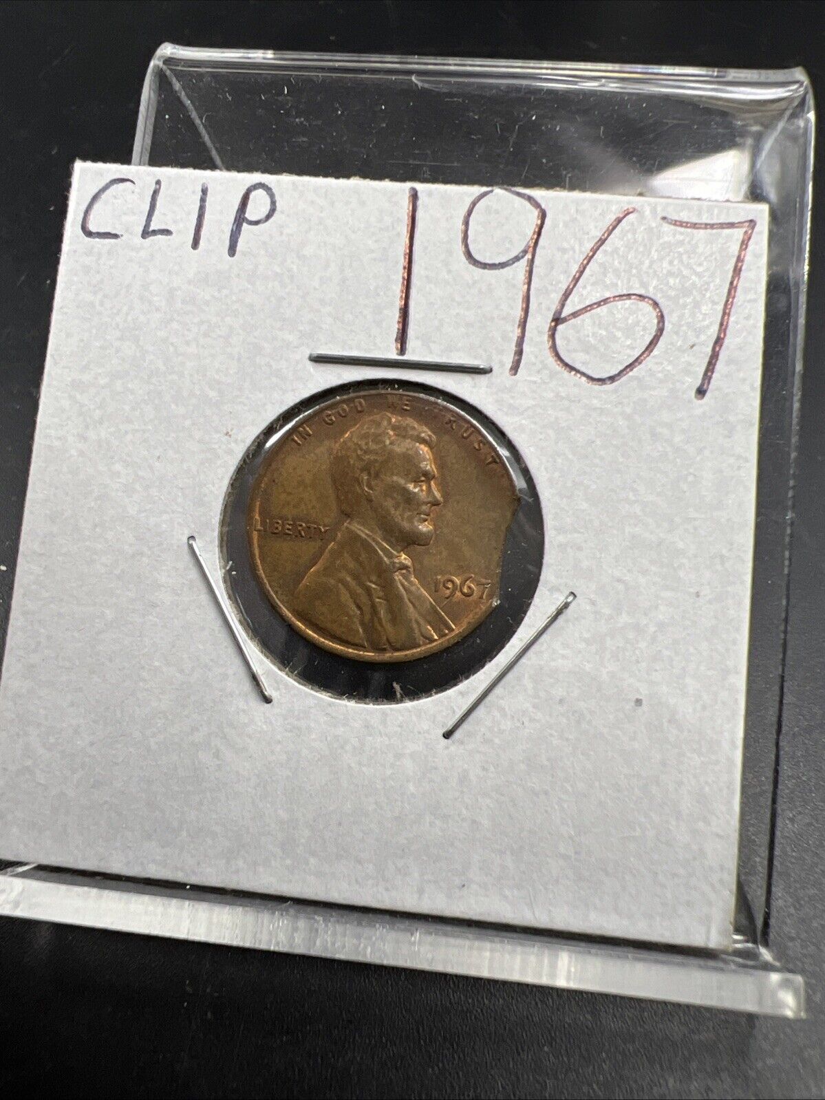 Clipped Error Coin 1967 1c Lincoln Memorial Cent Penny CH AU