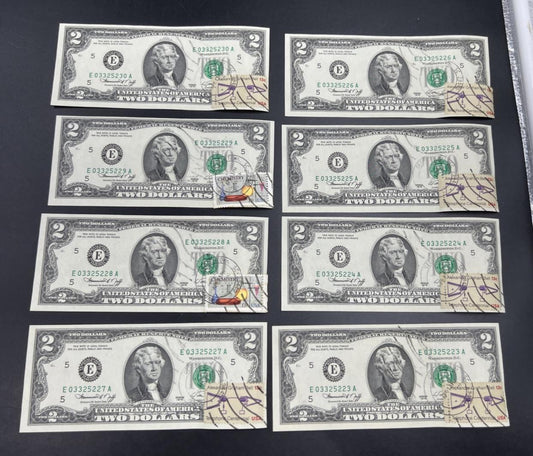 8 Consecutive 1976 Bicentennial Postal FRN Notes CH AU / CU Georgetown SC
