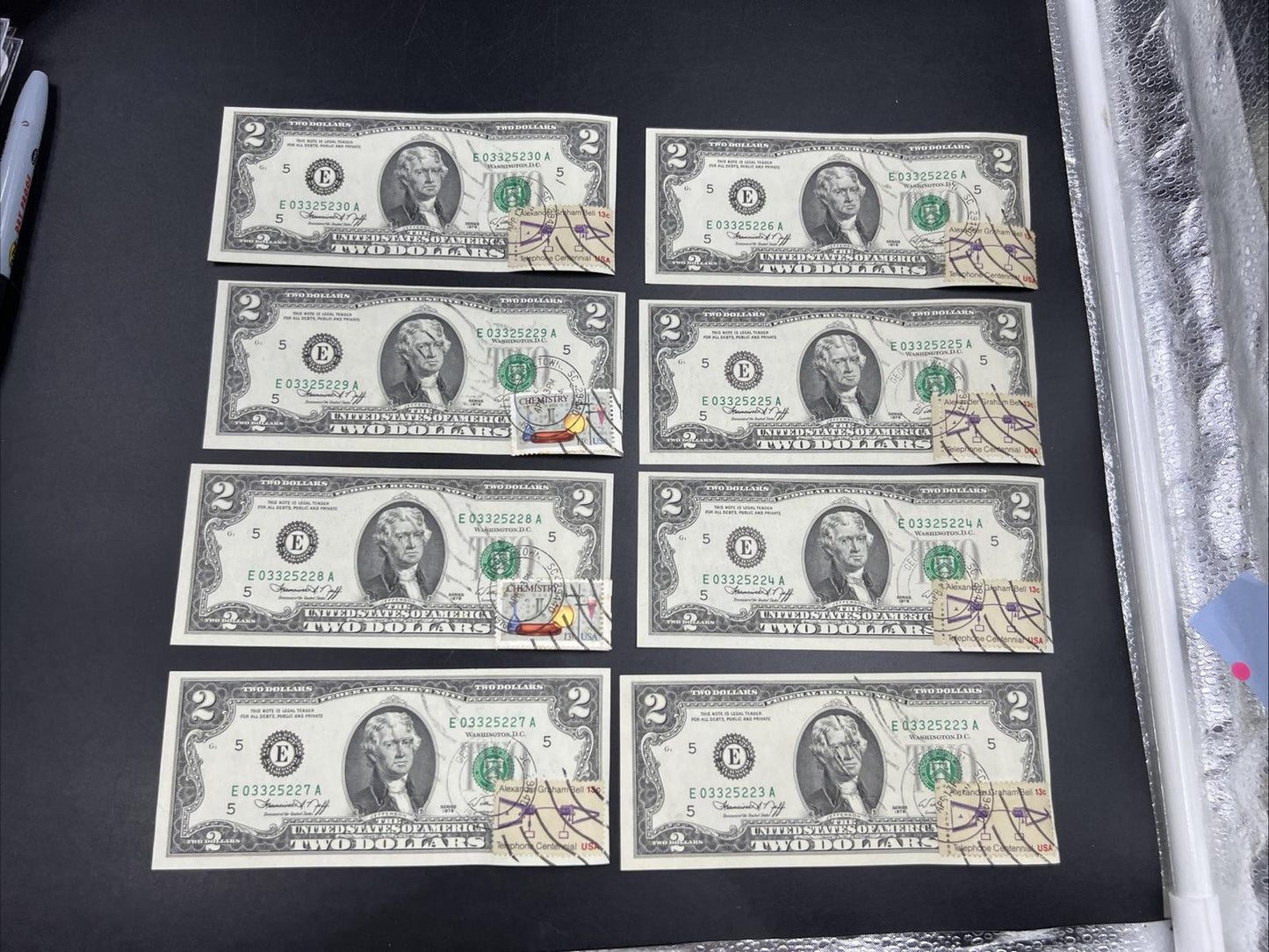 8 Consecutive 1976 Bicentennial Postal FRN Notes CH AU / CU Georgetown SC