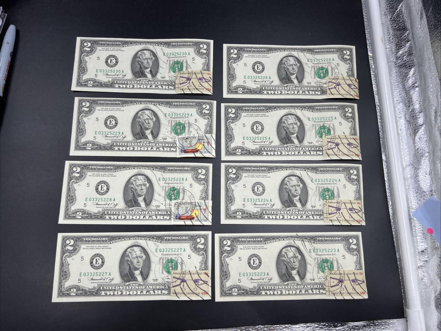 8 Consecutive 1976 Bicentennial Postal FRN Notes CH AU / CU Georgetown SC