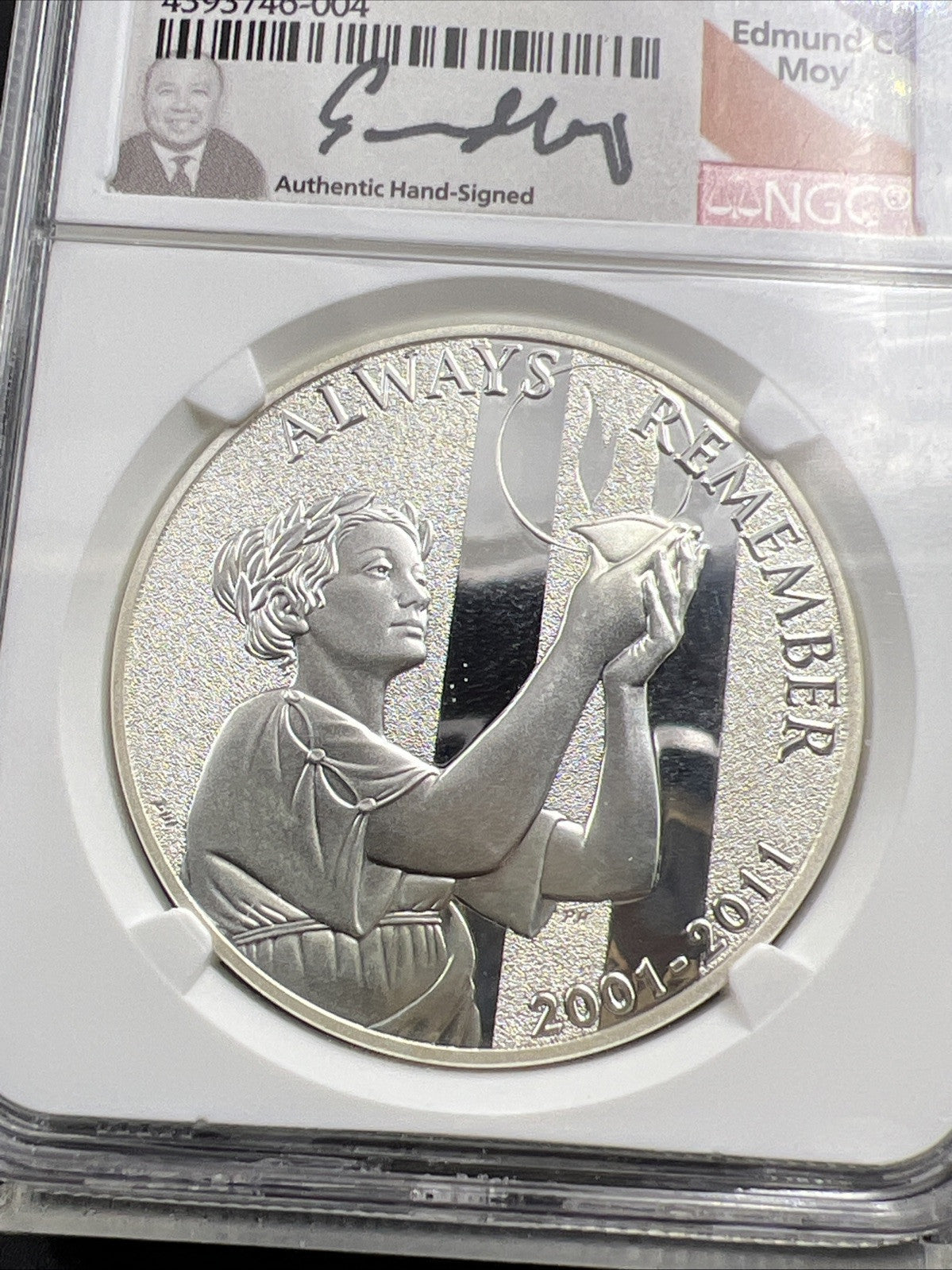 2011 W September 11th Anniversary Memorial Medal NGC PF70 UCAM Moy Signature LBL