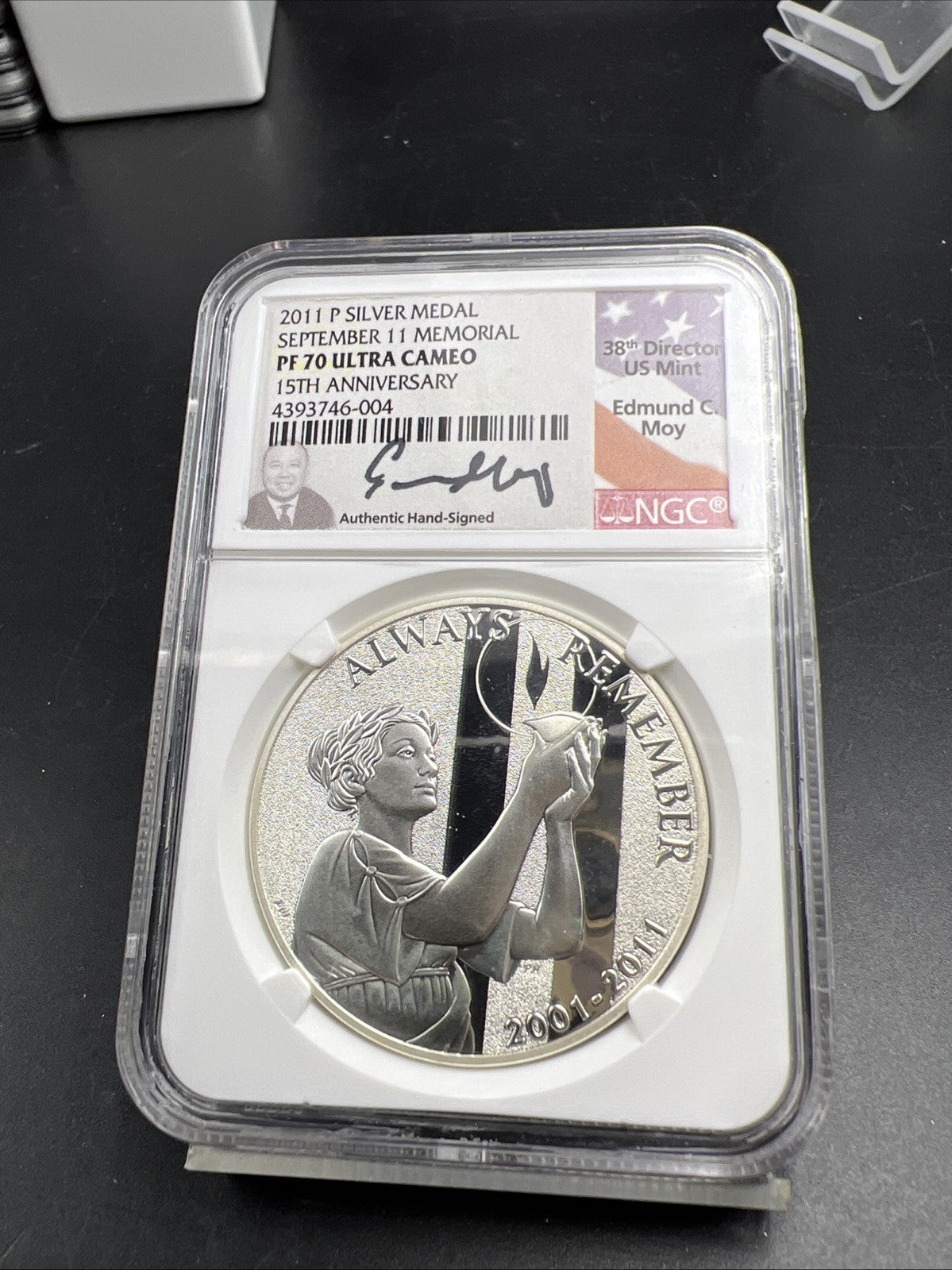 2011 W September 11th Anniversary Memorial Medal NGC PF70 UCAM Moy Signature LBL