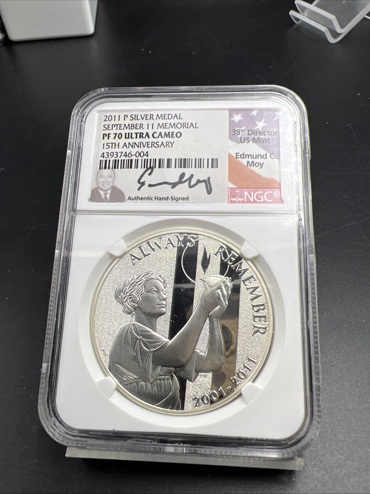 2011 W September 11th Anniversary Memorial Medal NGC PF70 UCAM Moy Signature LBL
